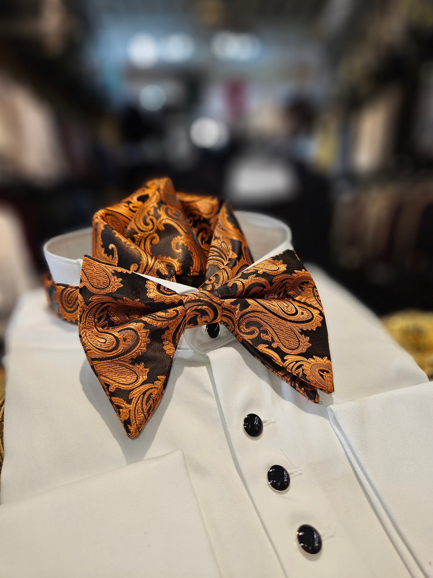 Men's Large and luxurious paisley design Bowtie and handkerchief