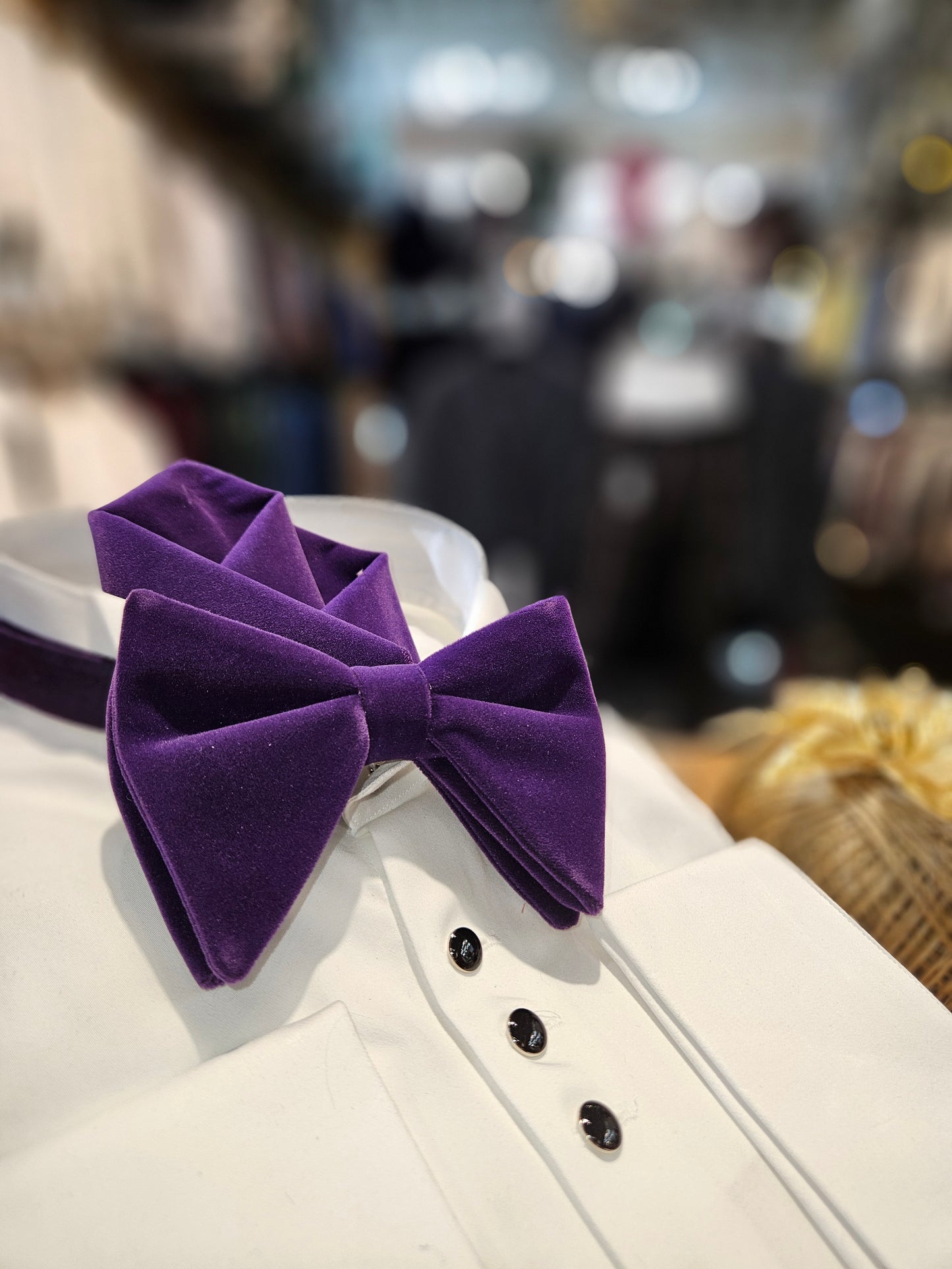 Men's Long and luxurious Velvet Bowtie and handkerchief