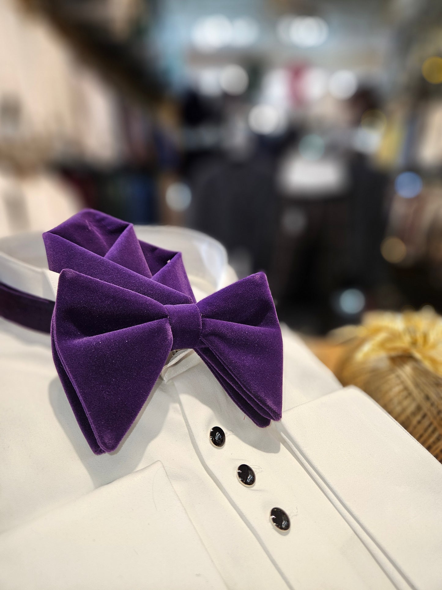 Men's Long and luxurious Velvet Bowtie and handkerchief