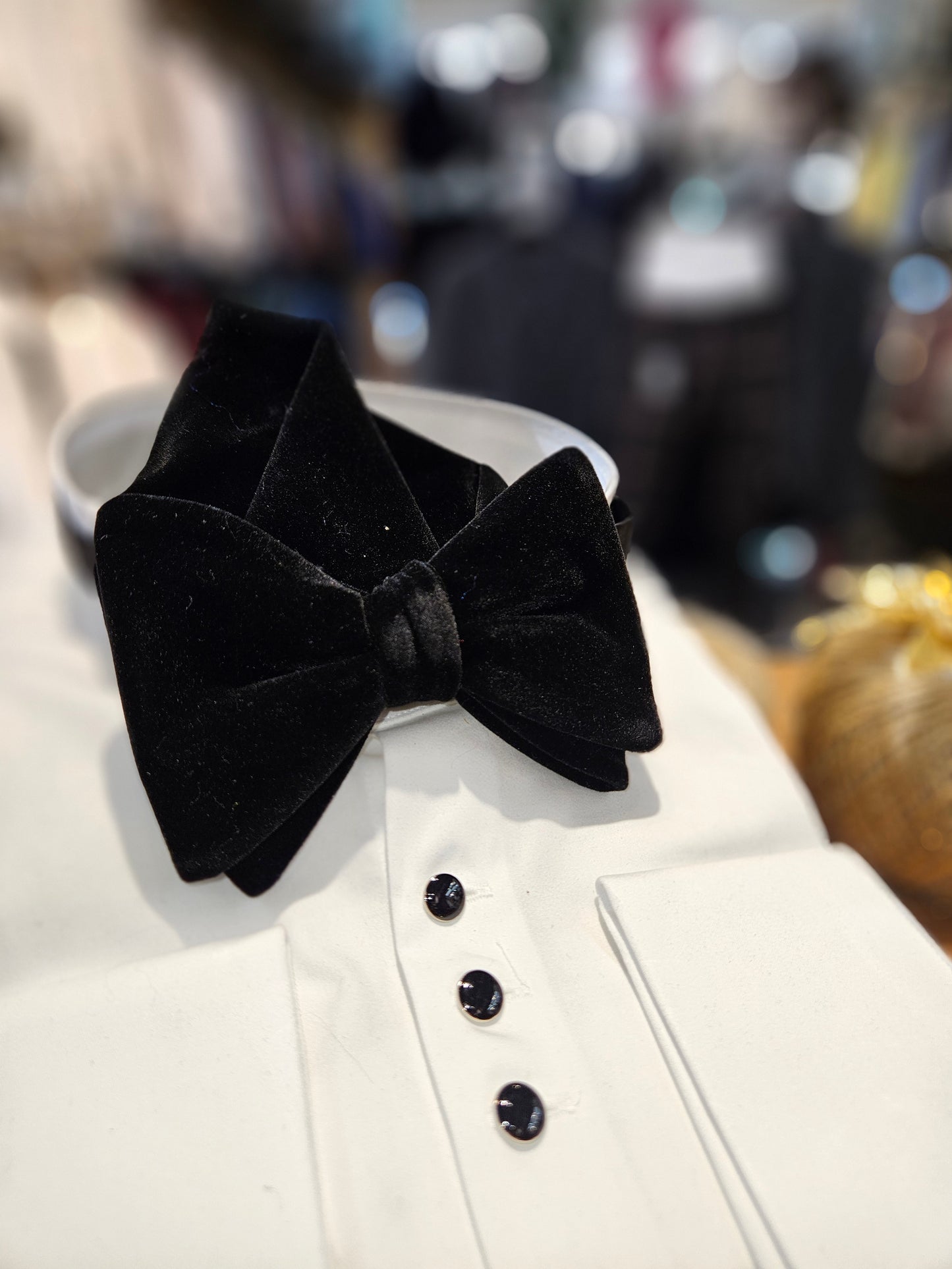 Men's Long and luxurious Velvet Bowtie and handkerchief