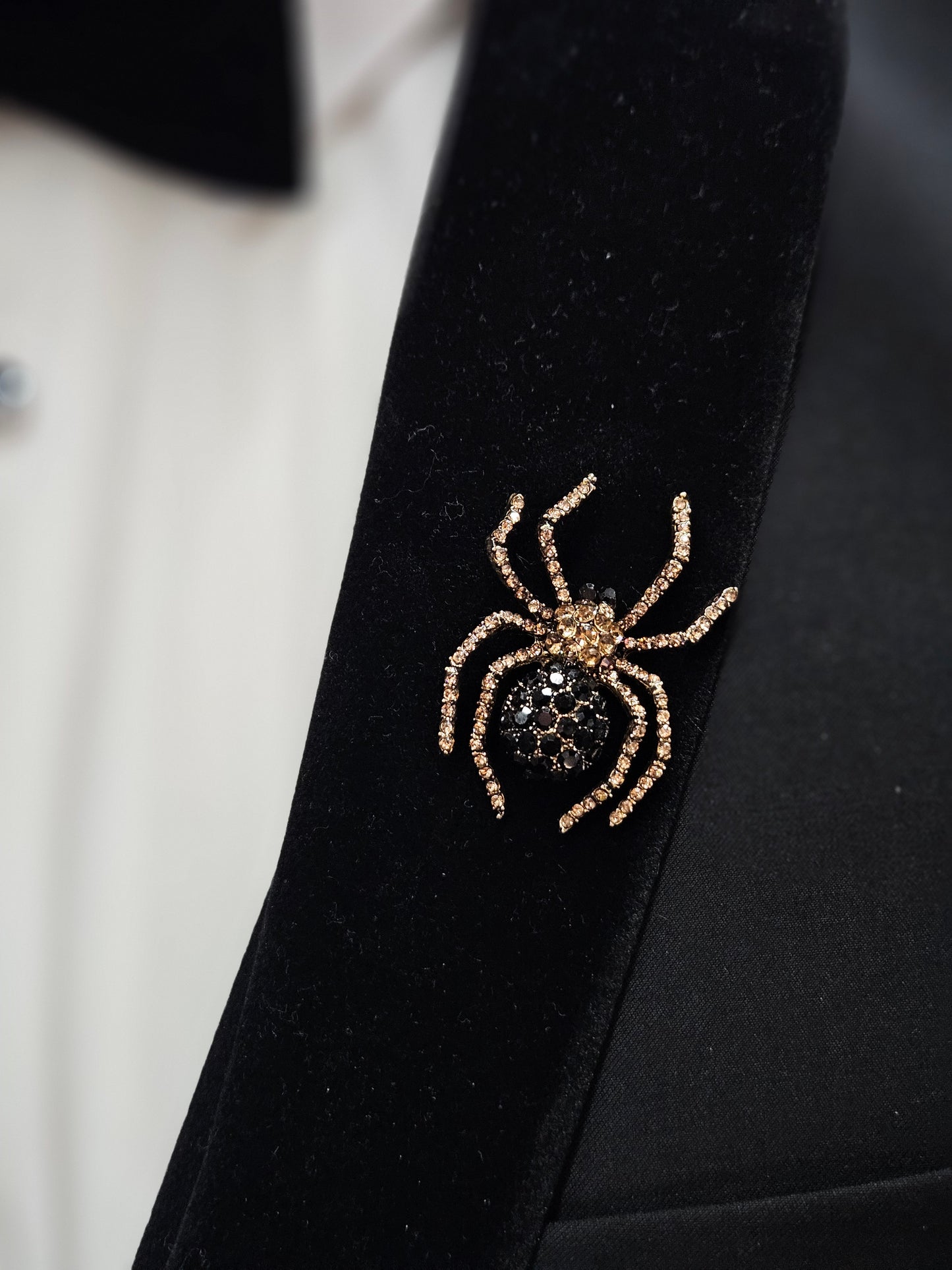 Men's Brooch Black and Gold Spider Pin lapel