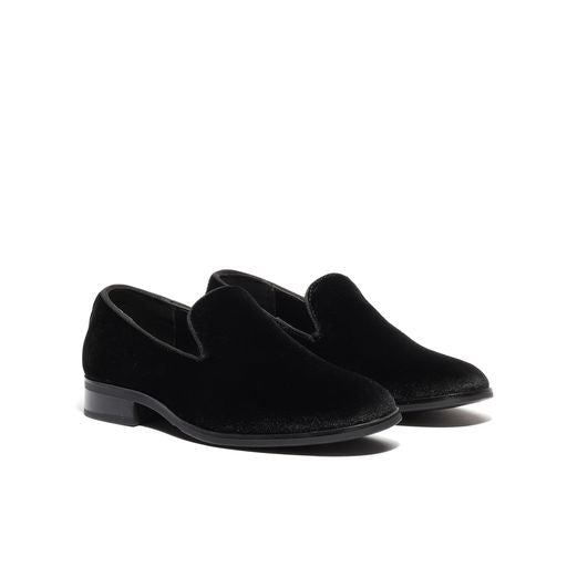 Boy's Black Velvet Loafers