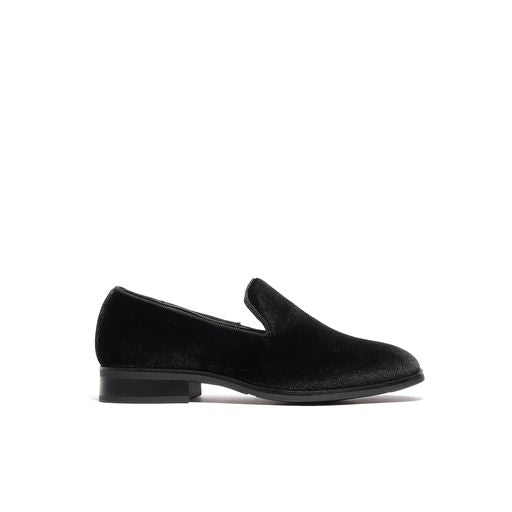 Boy's Black Velvet Loafers