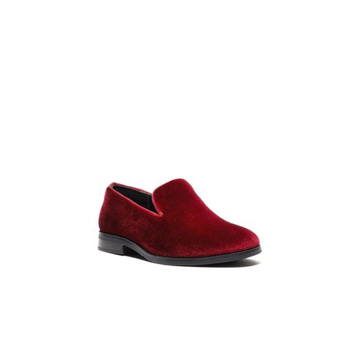 Boy's Burgundy Velvet Loafers