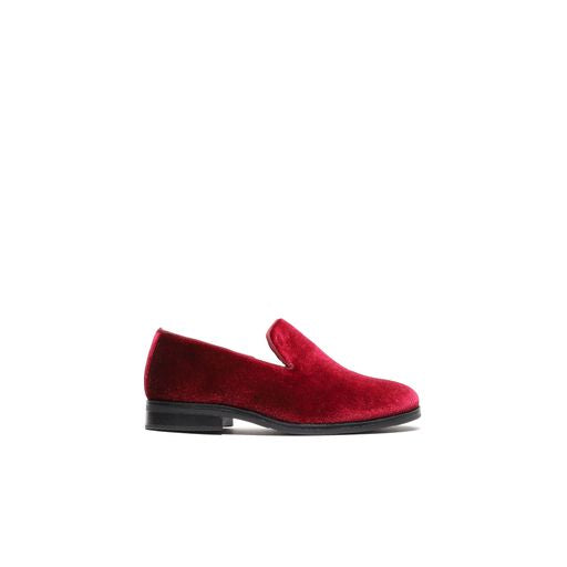 Boy's Burgundy Velvet Loafers
