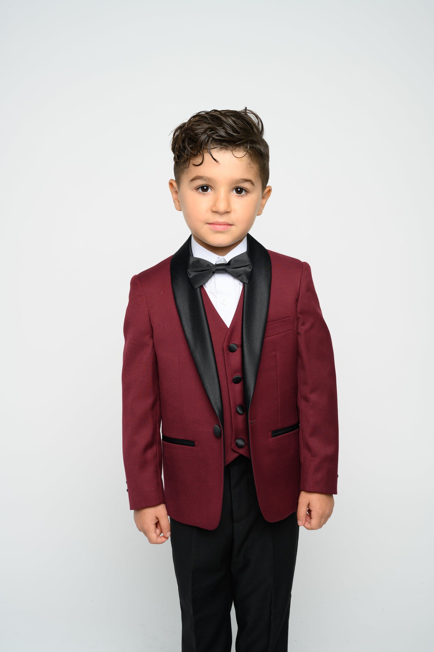 Boy's Burgundy Slim Fit Tuxedo