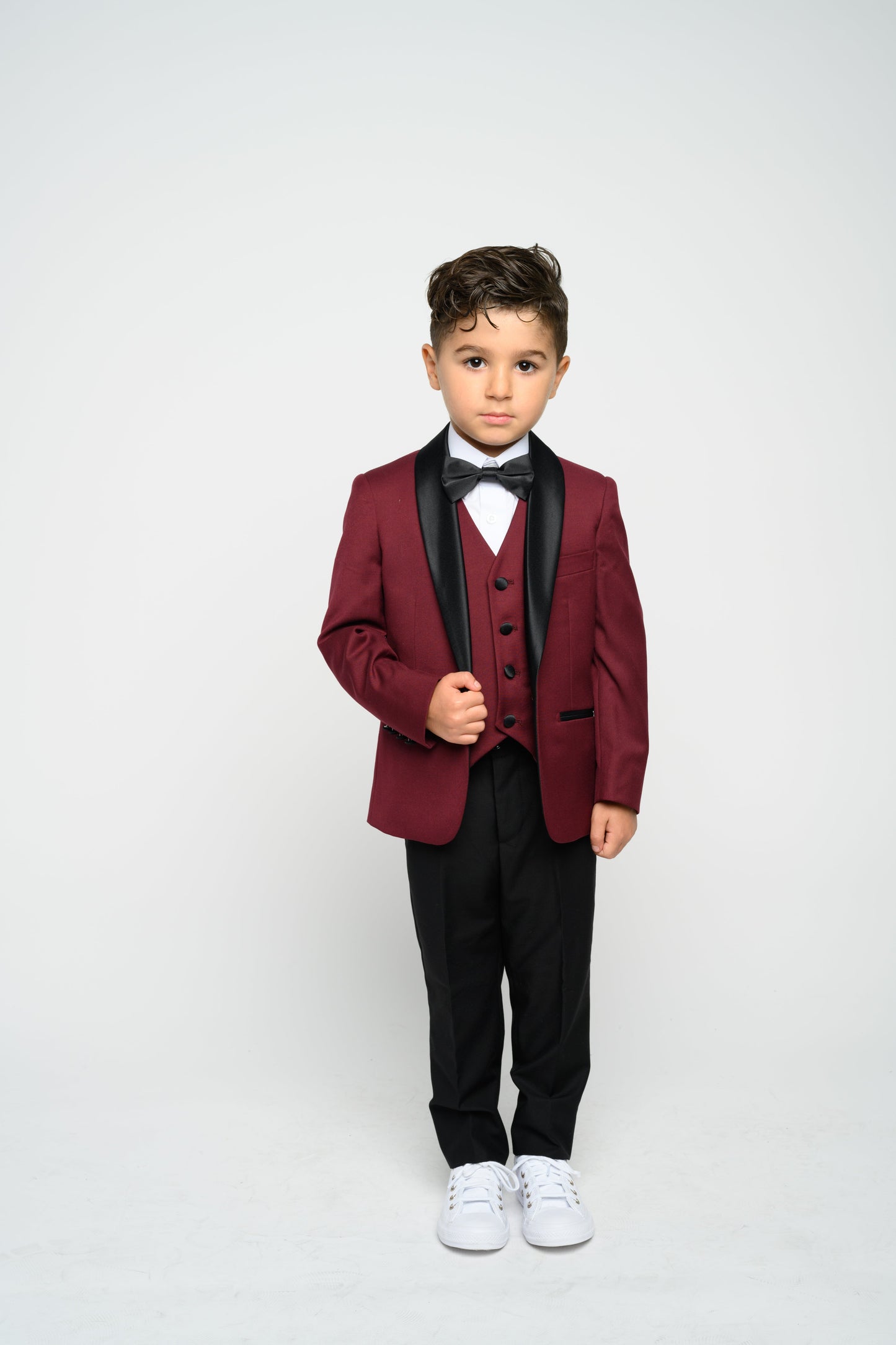 Boy's Burgundy Slim Fit Tuxedo