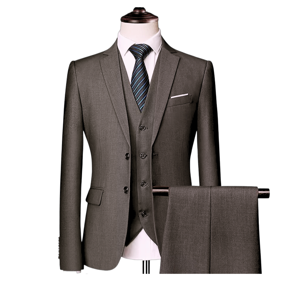 Men's 3-Pieces Medium Gray Suit Set