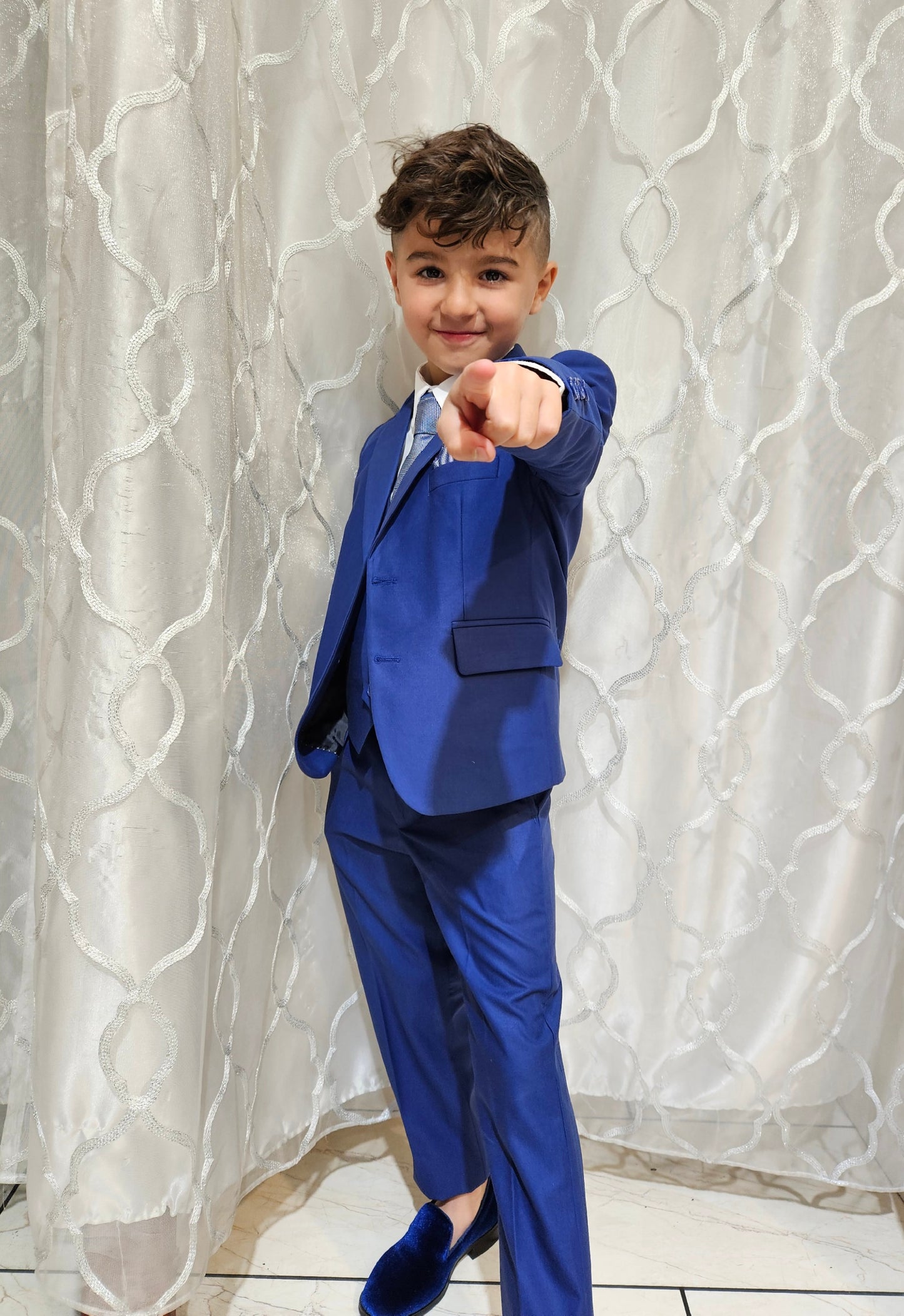 Boys 5-Pieces sapphire blue color Suit Set