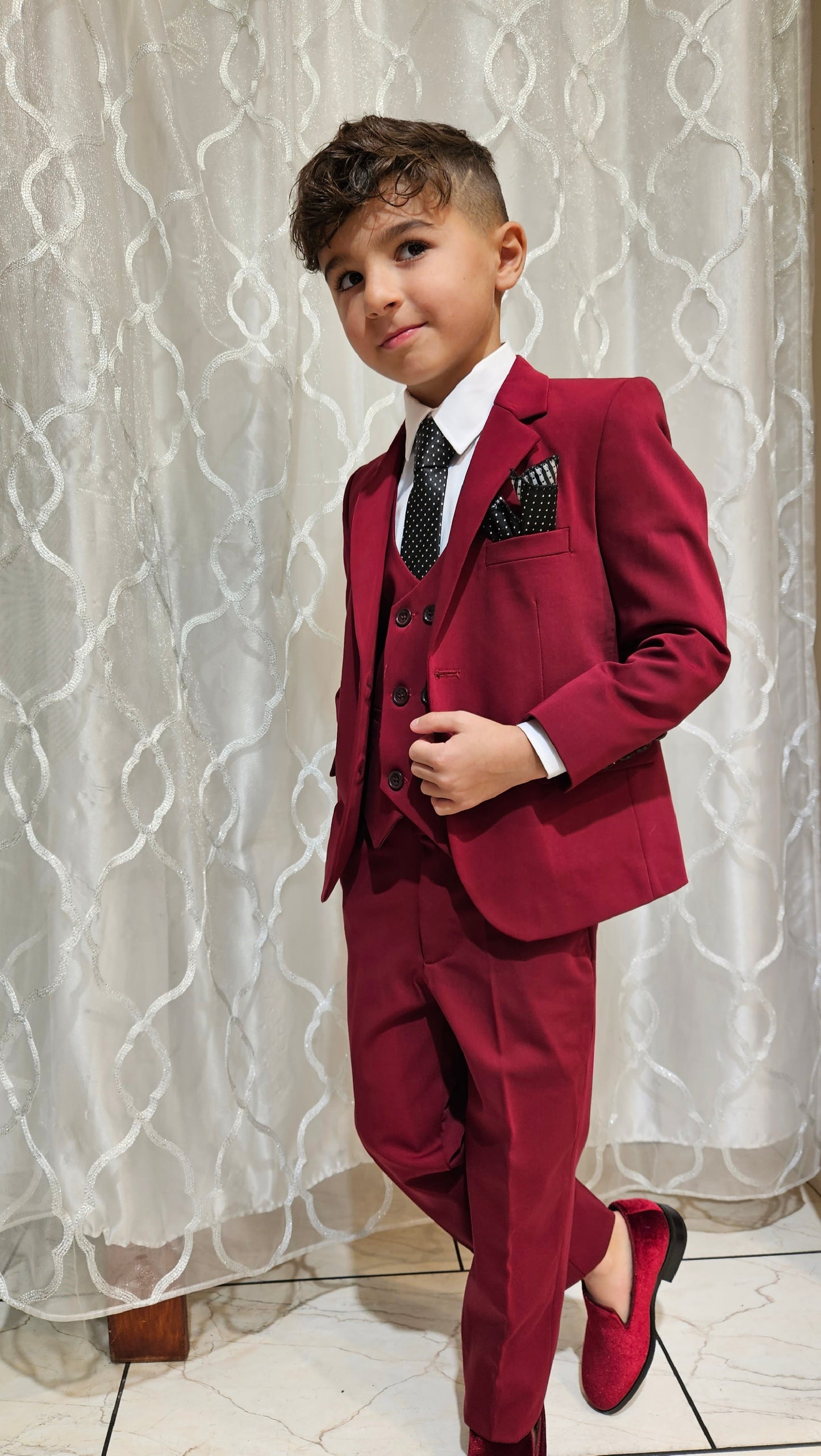 Boy's 5-Pieces Apple red Suit Set