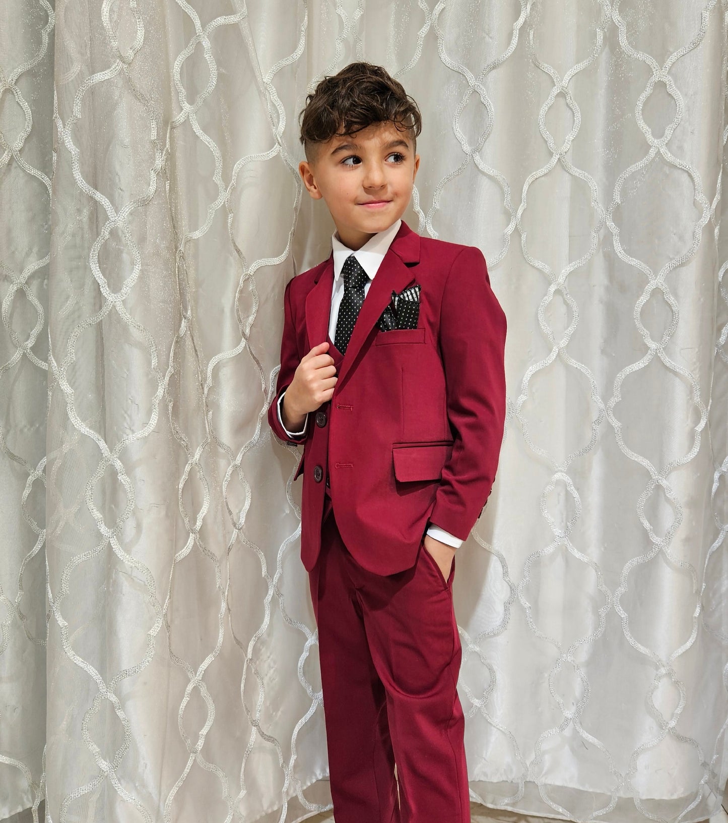 Boy's 5-Pieces Apple red Suit Set