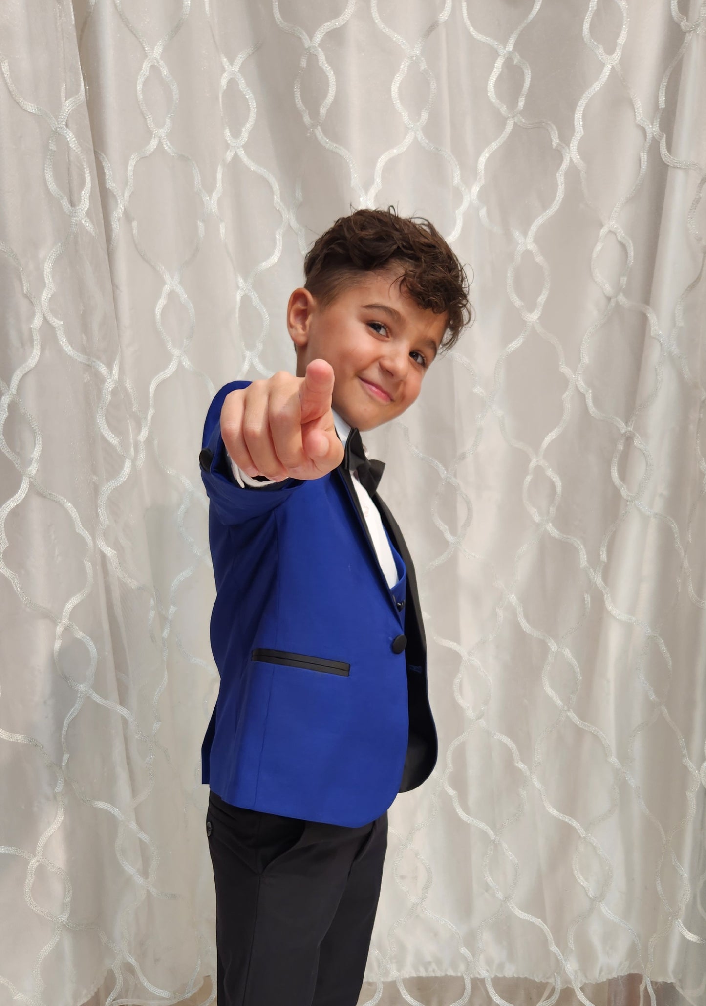 Boys 5-Pieces French Blue shawl tuxedo Set