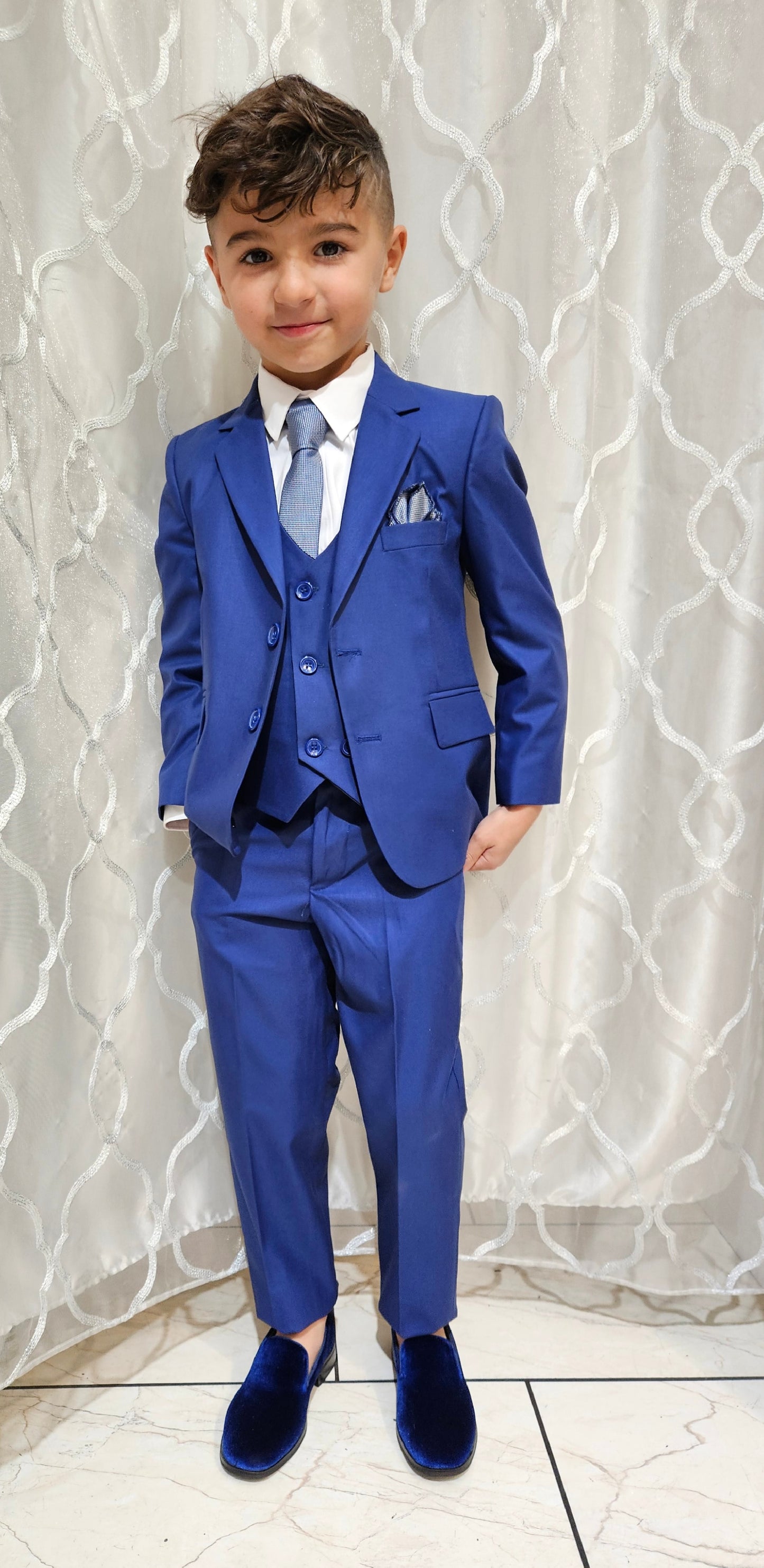 Boys 5-Pieces sapphire blue color Suit Set