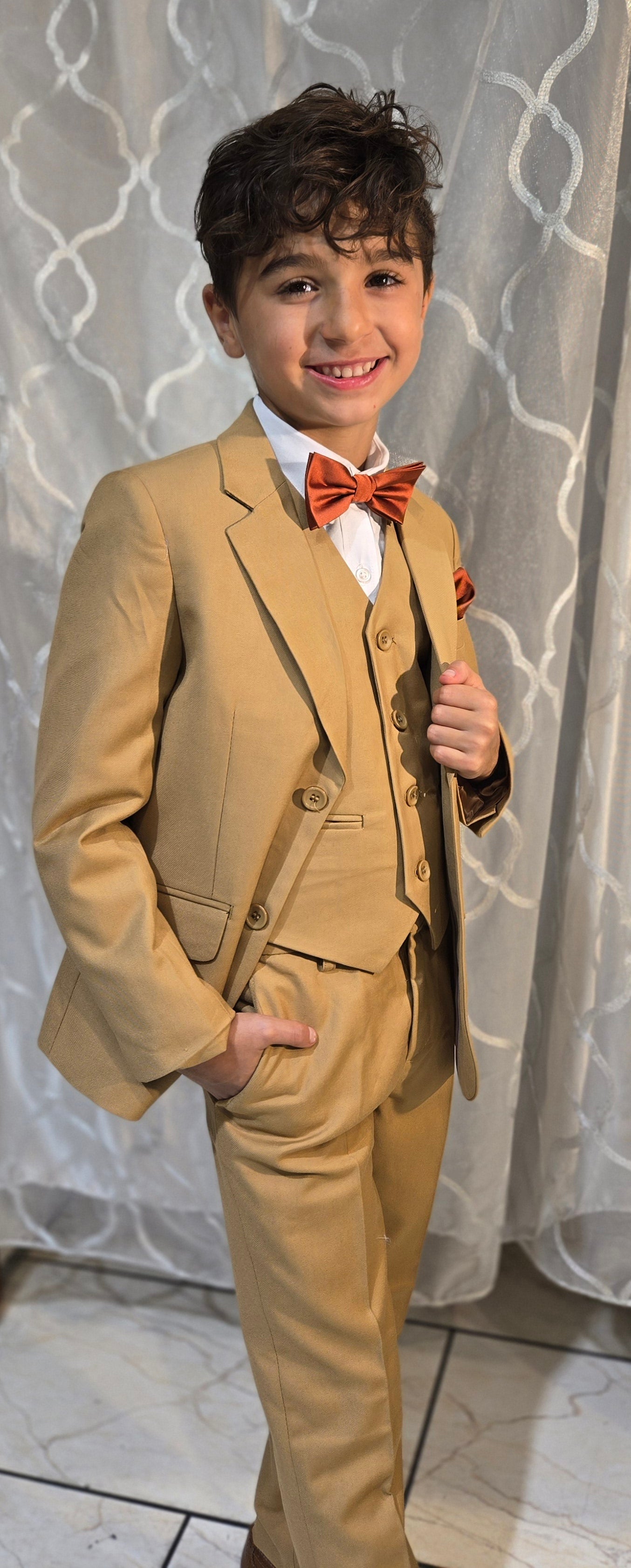 Boys 5-Pieces peanut butter color Suit Set