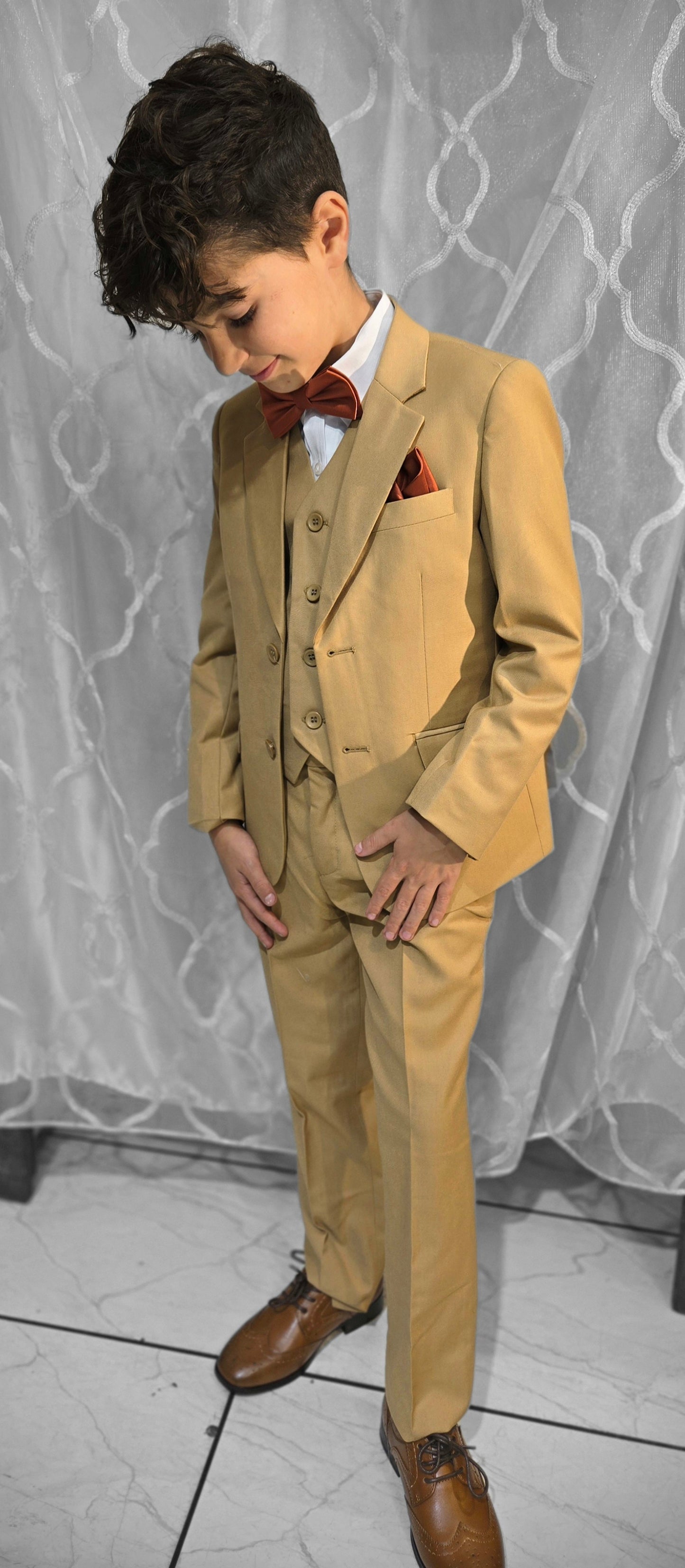 Boys 5-Pieces peanut butter color Suit Set