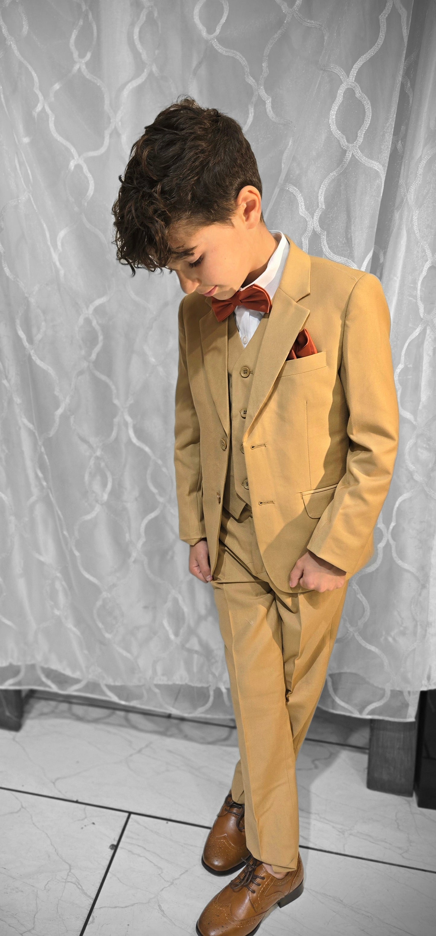 Boys 5-Pieces peanut butter color Suit Set