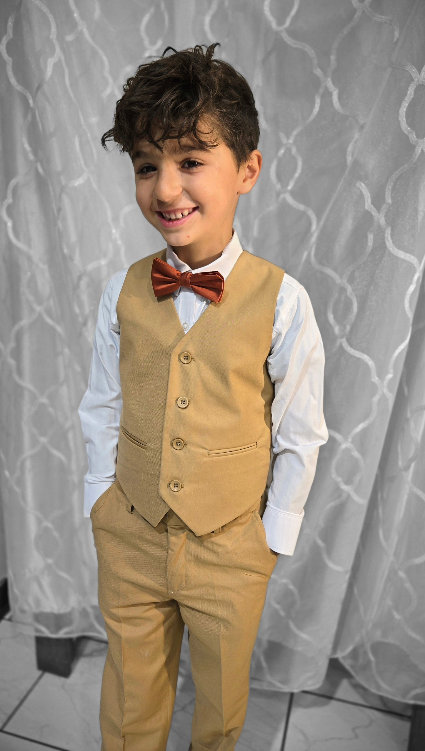 Boys 5-Pieces peanut butter color Suit Set
