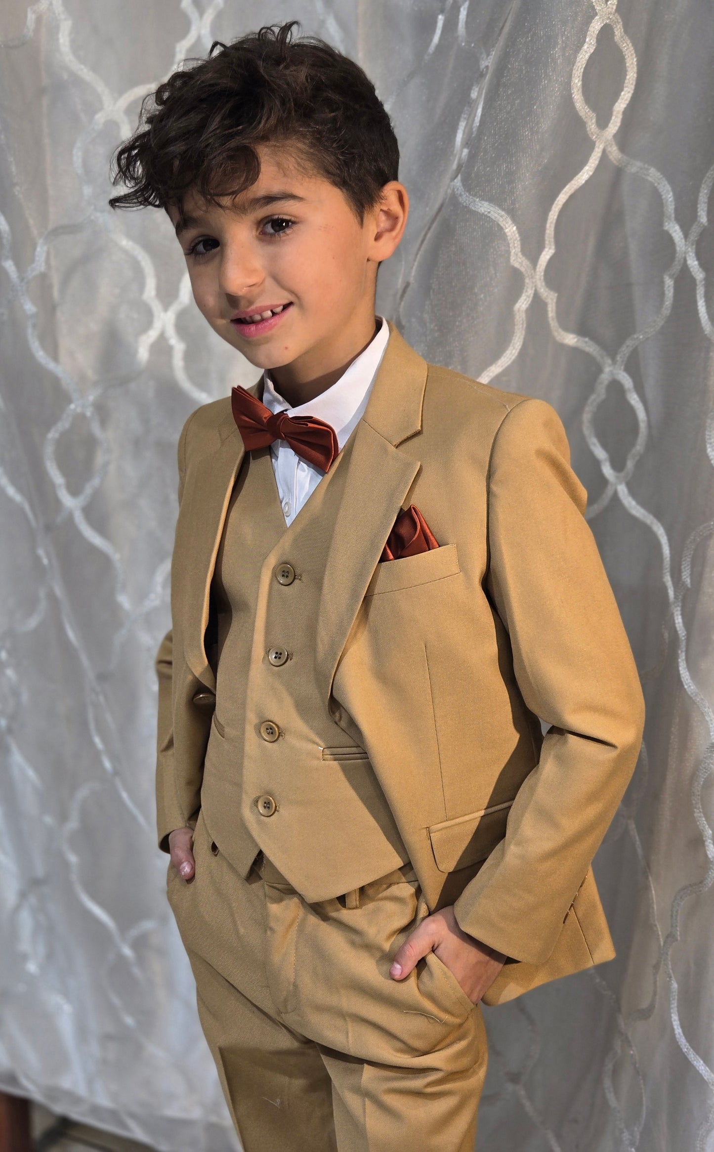 Boys 5-Pieces peanut butter color Suit Set
