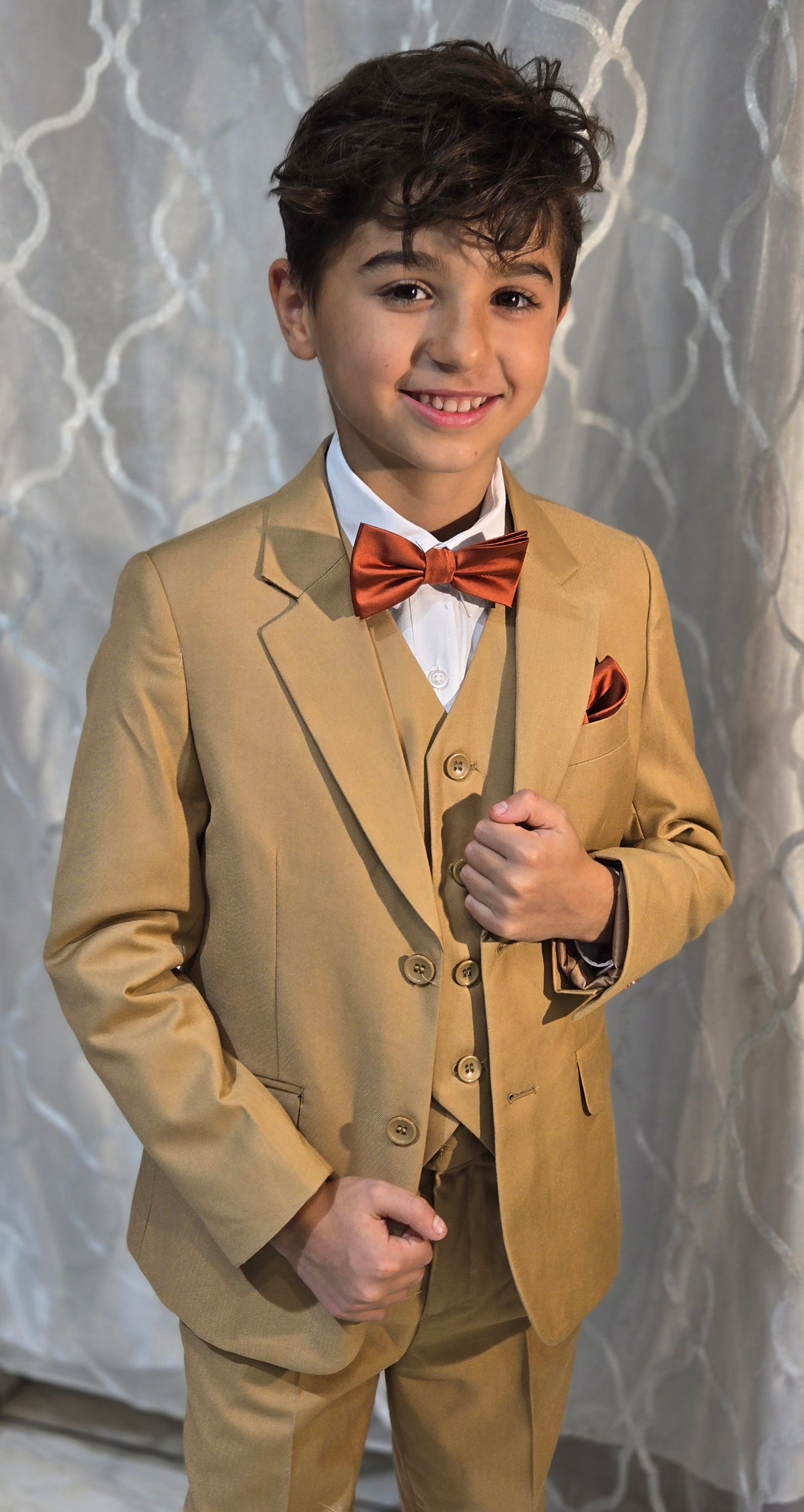 Boys 5-Pieces peanut butter color Suit Set