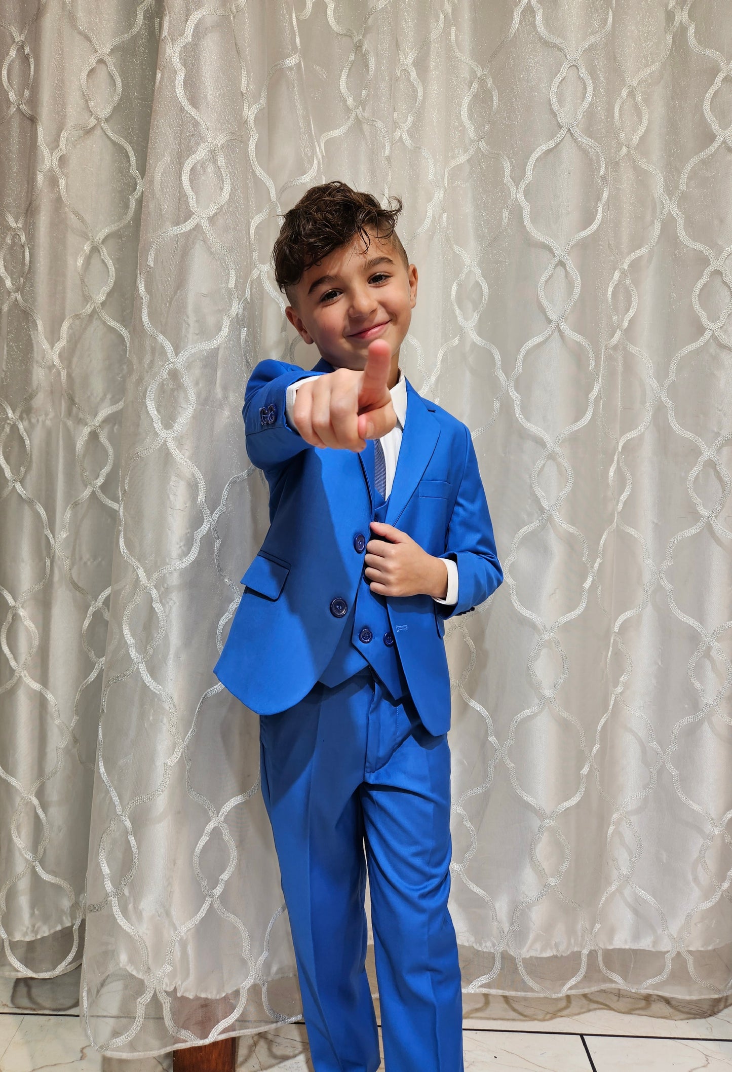 Boys 5-Pieces cornflower blue color Suit Set