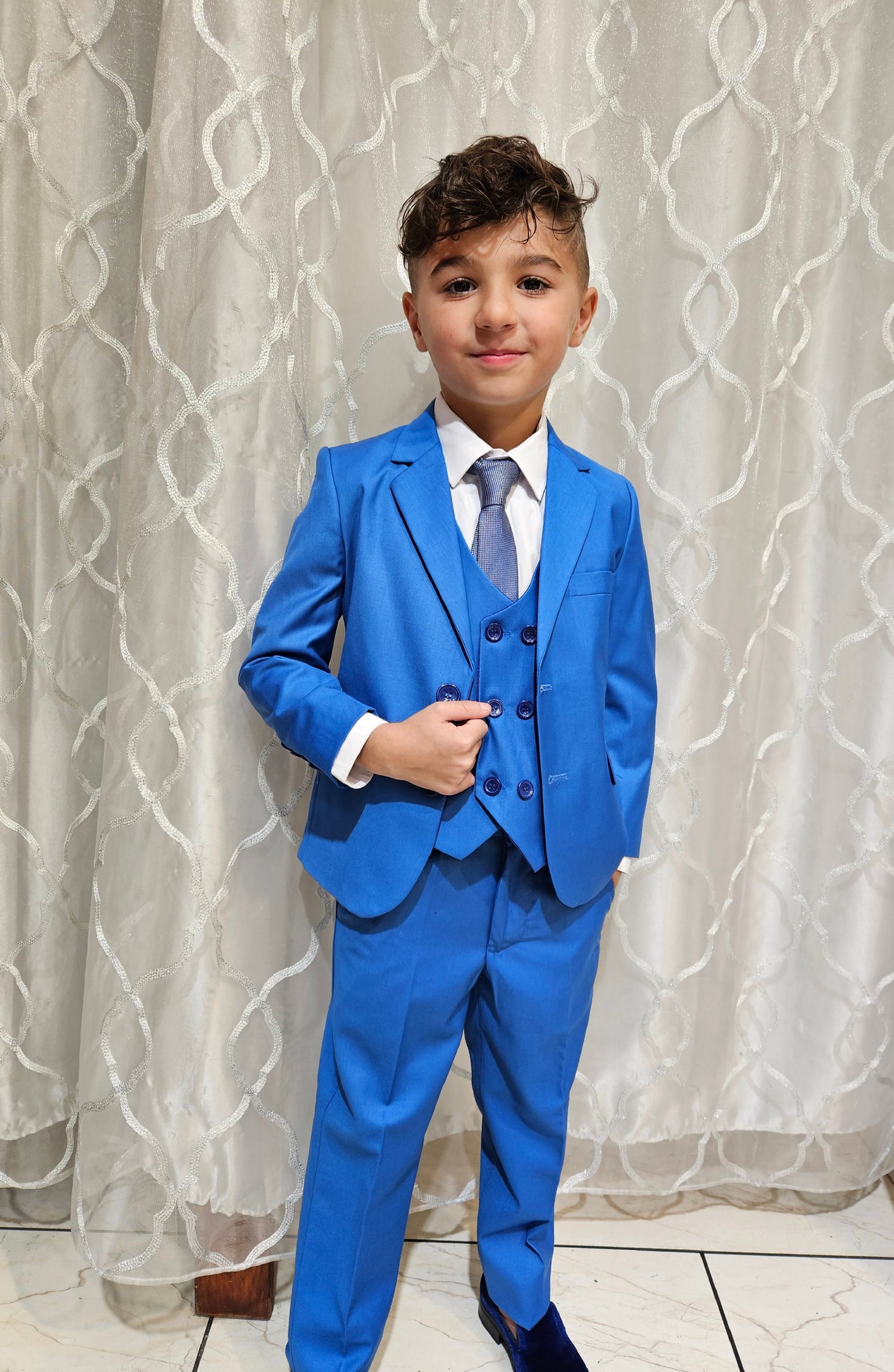 Boys 5-Pieces cornflower blue color Suit Set