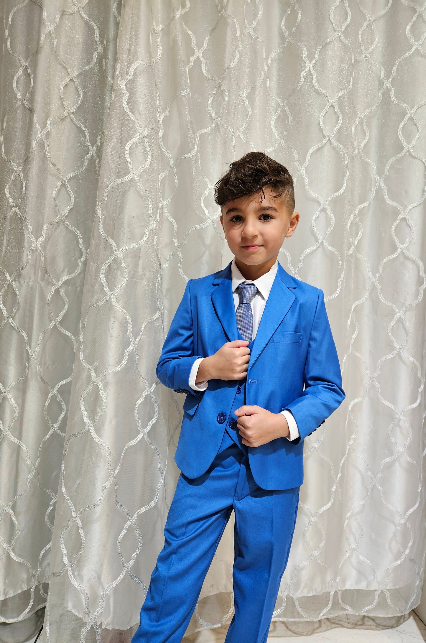 Boys 5-Pieces cornflower blue color Suit Set