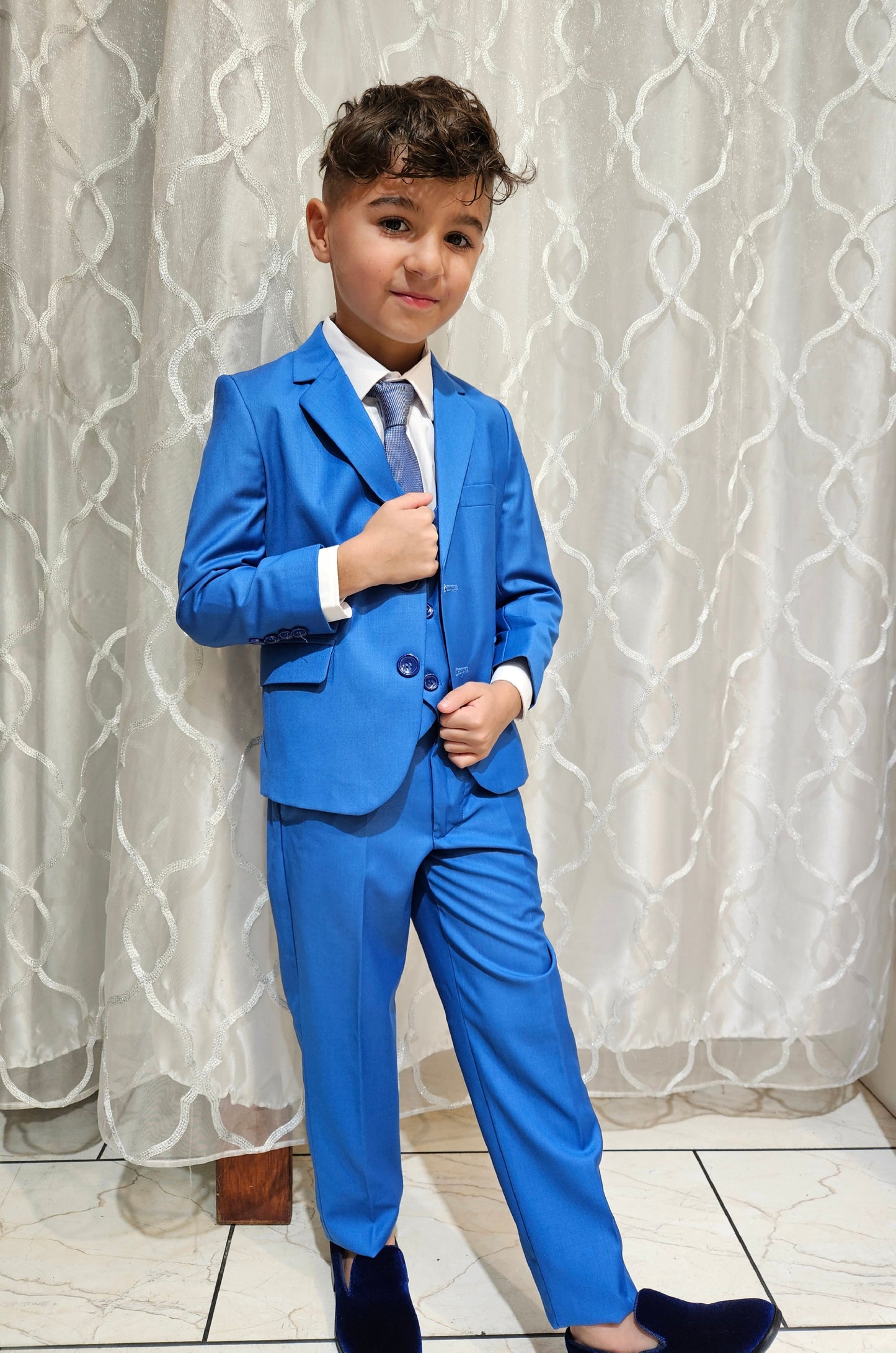 Boys 5-Pieces cornflower blue color Suit Set