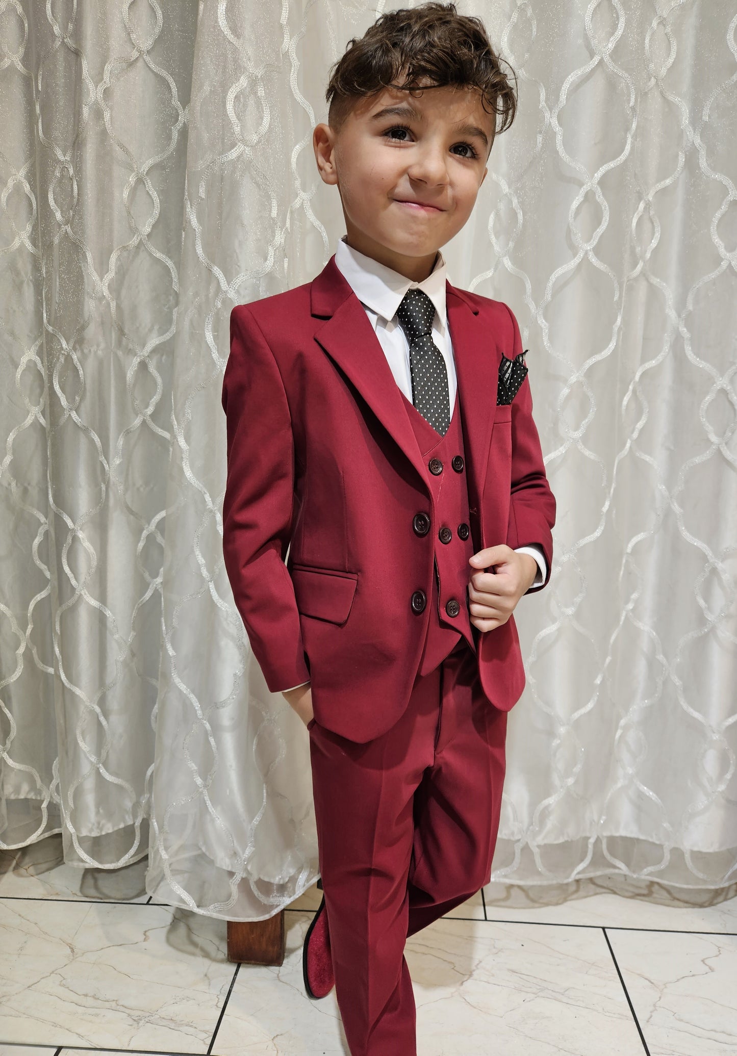 Boy's 5-Pieces Apple red Suit Set
