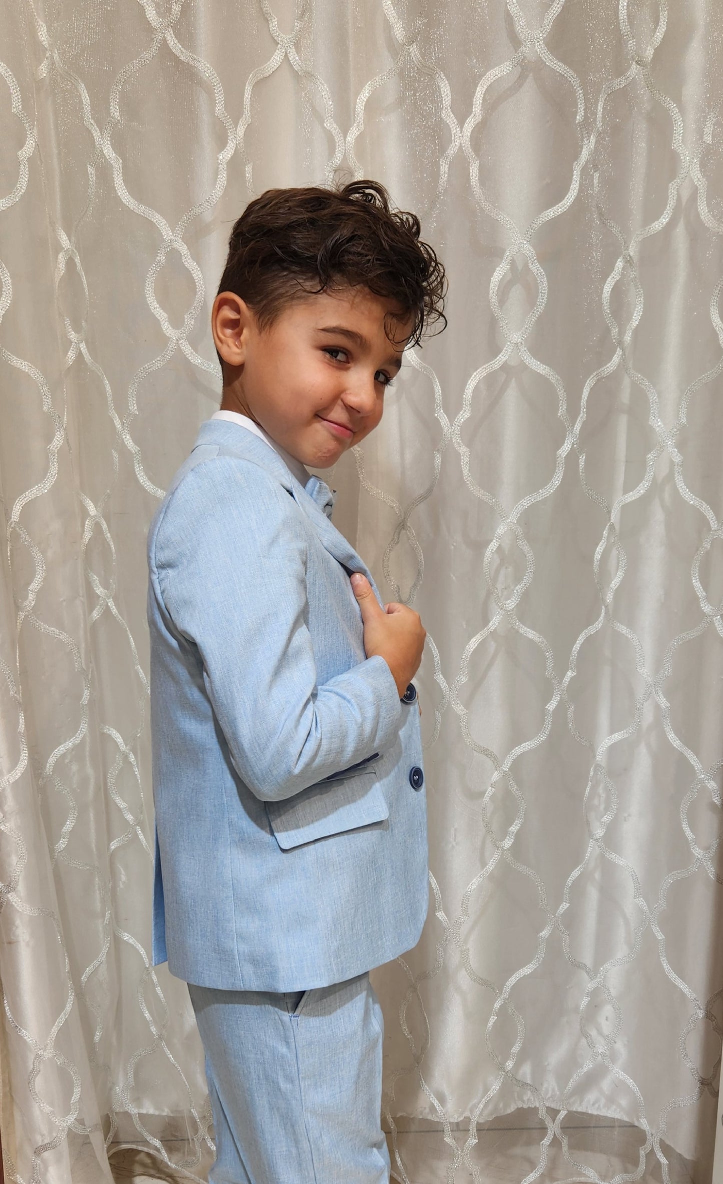 Boys 5-Pieces Powder Blue Suit Set