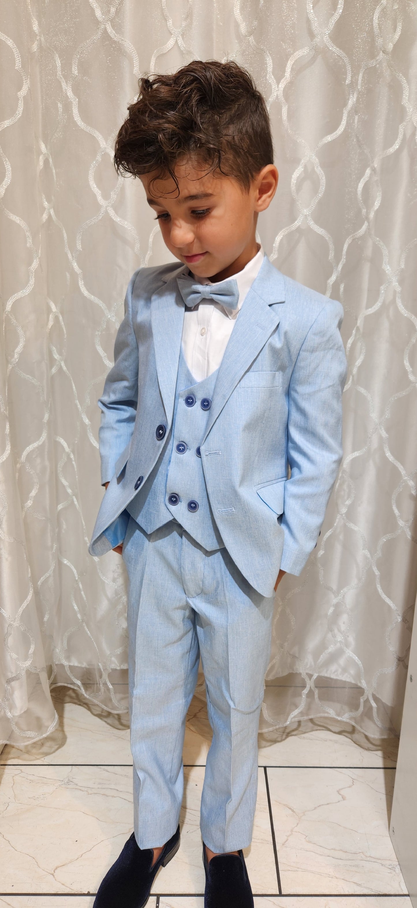 Boys 5-Pieces Powder Blue Suit Set
