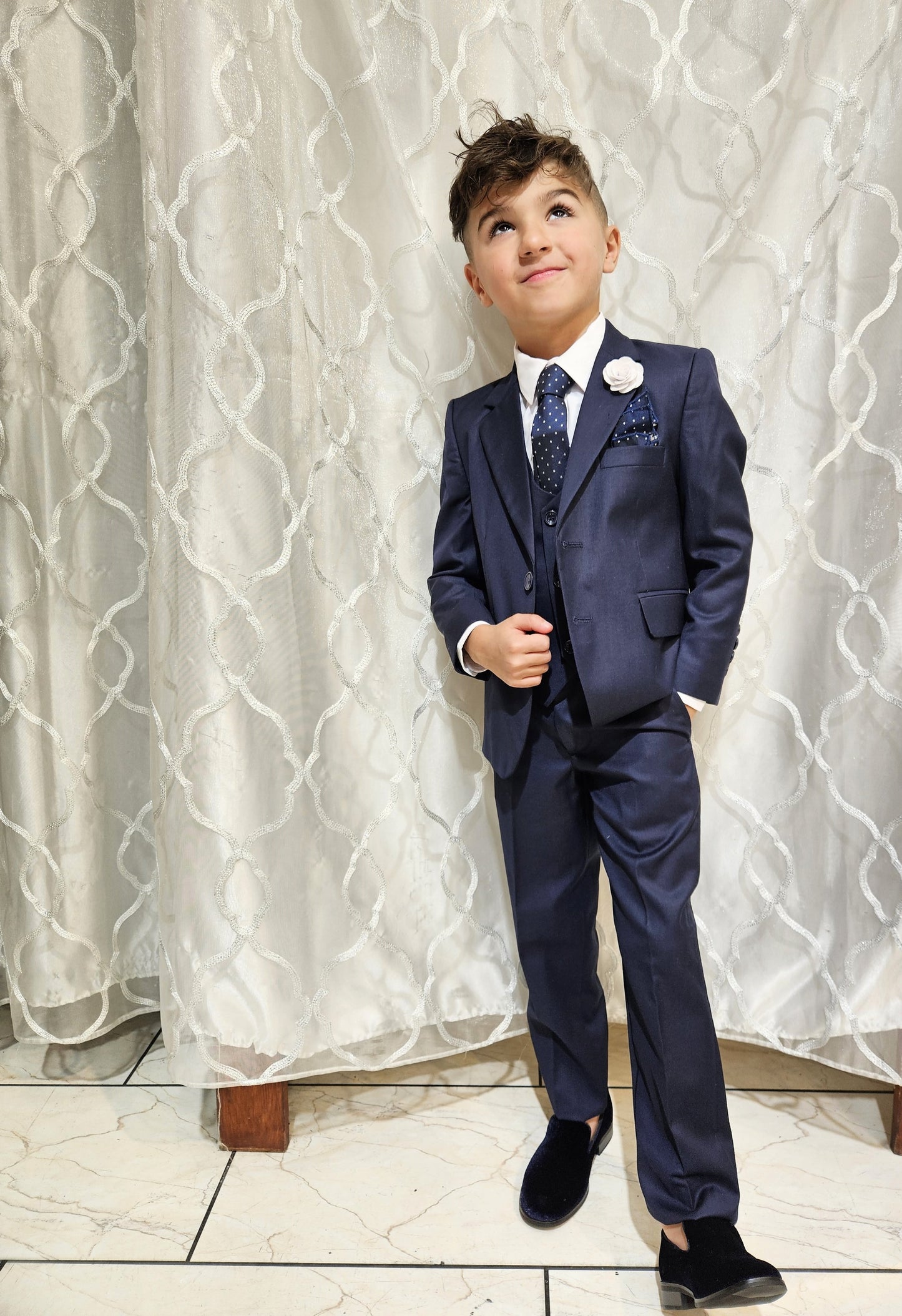 Boy's 5-Pieces Light Navy Blue Suit Set