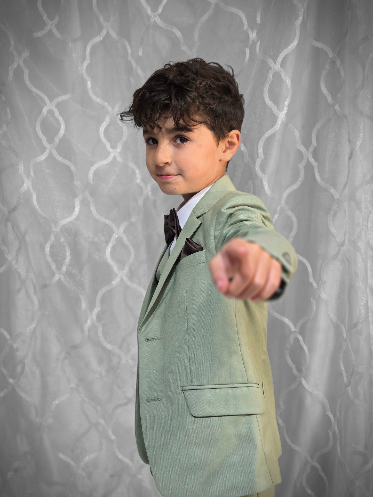Boys 5-Pieces Olive green color Suit Set