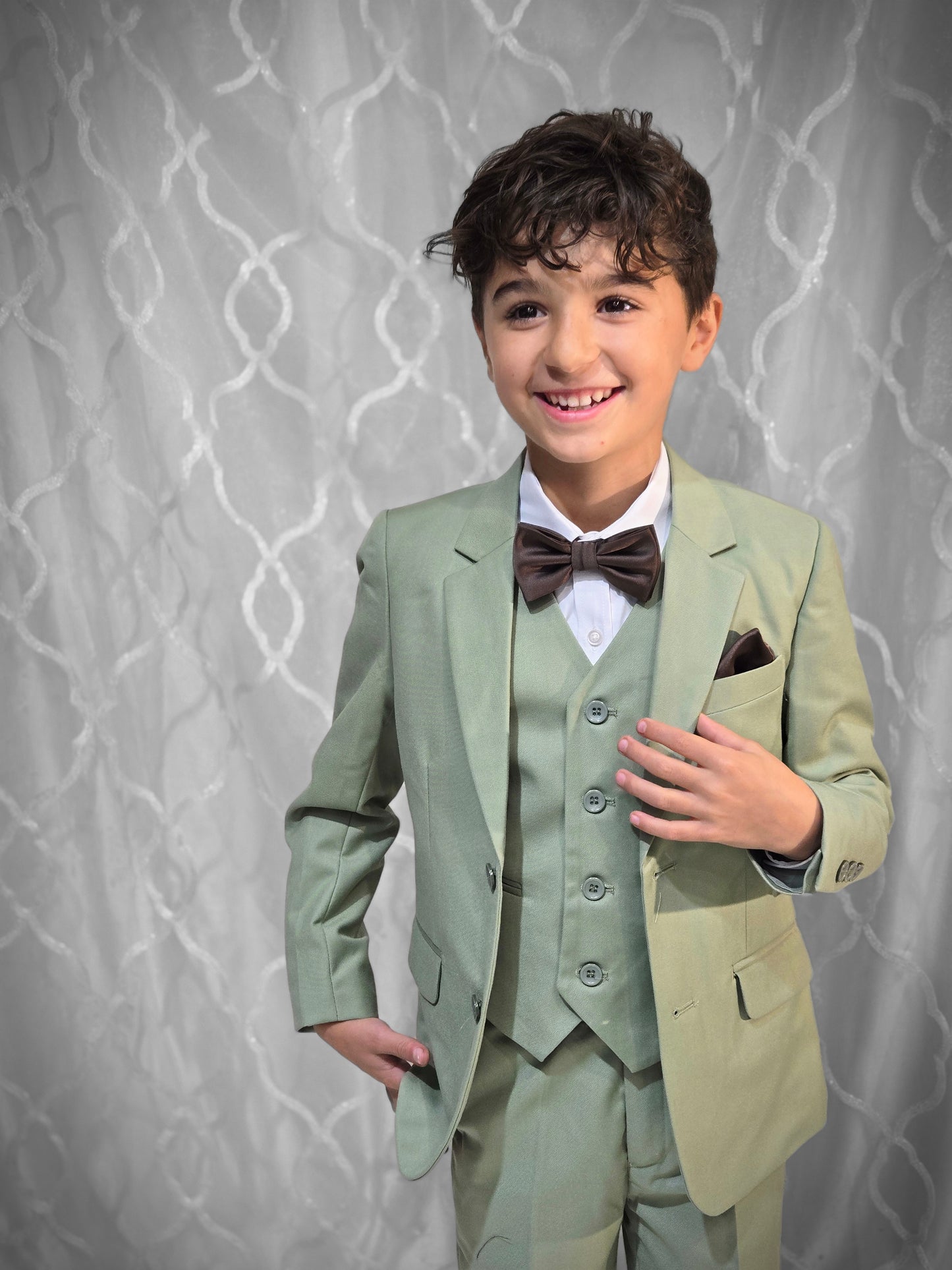 Boys 5-Pieces Olive green color Suit Set