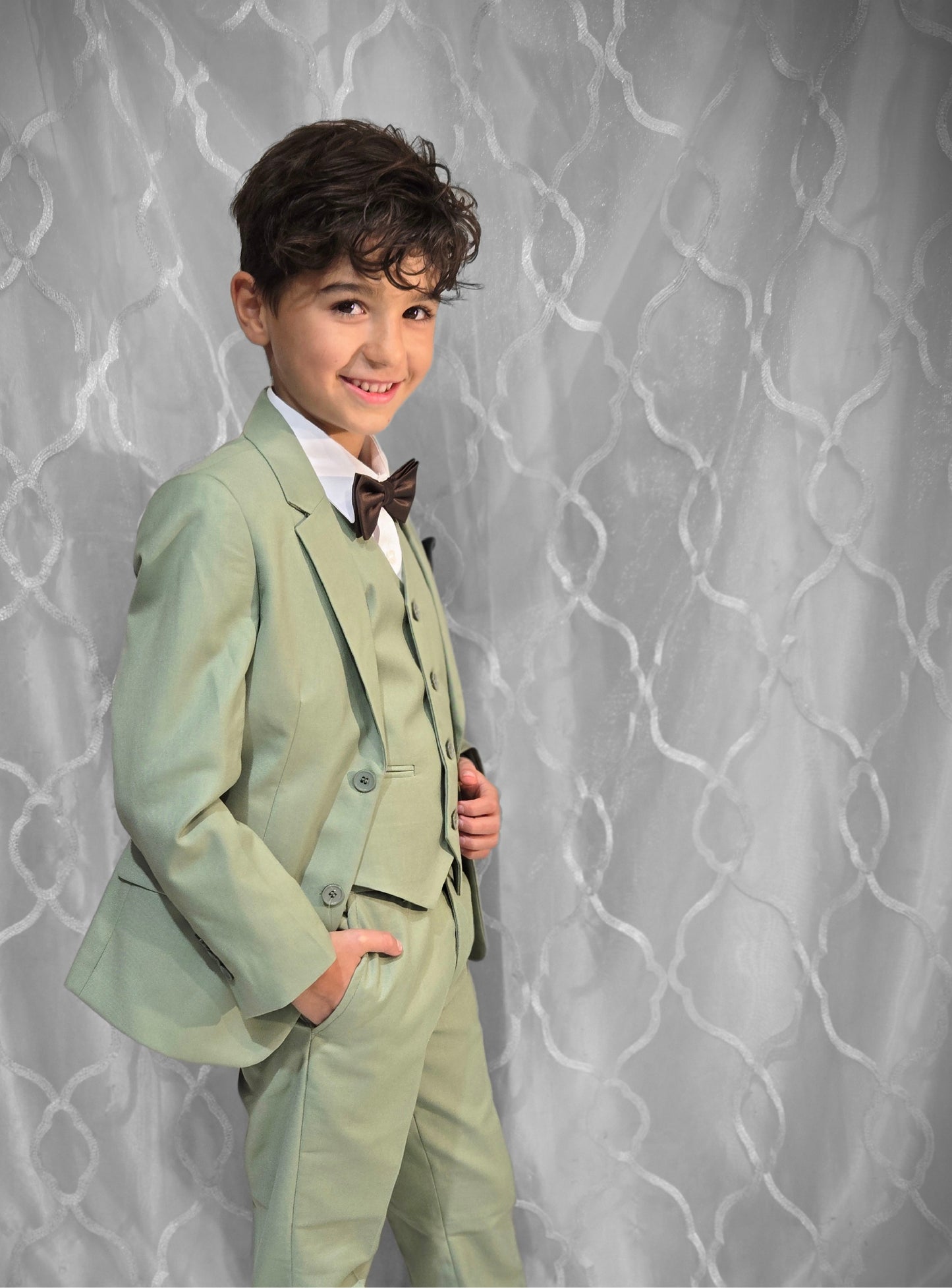 Boys 5-Pieces Olive green color Suit Set