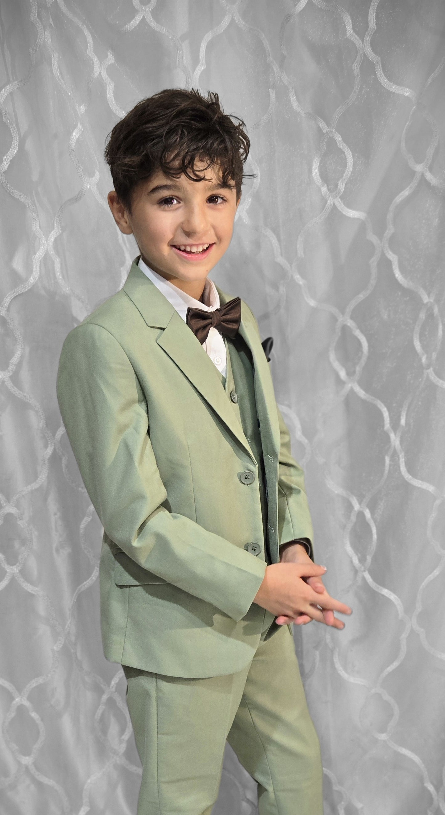 Boys 5-Pieces Olive green color Suit Set