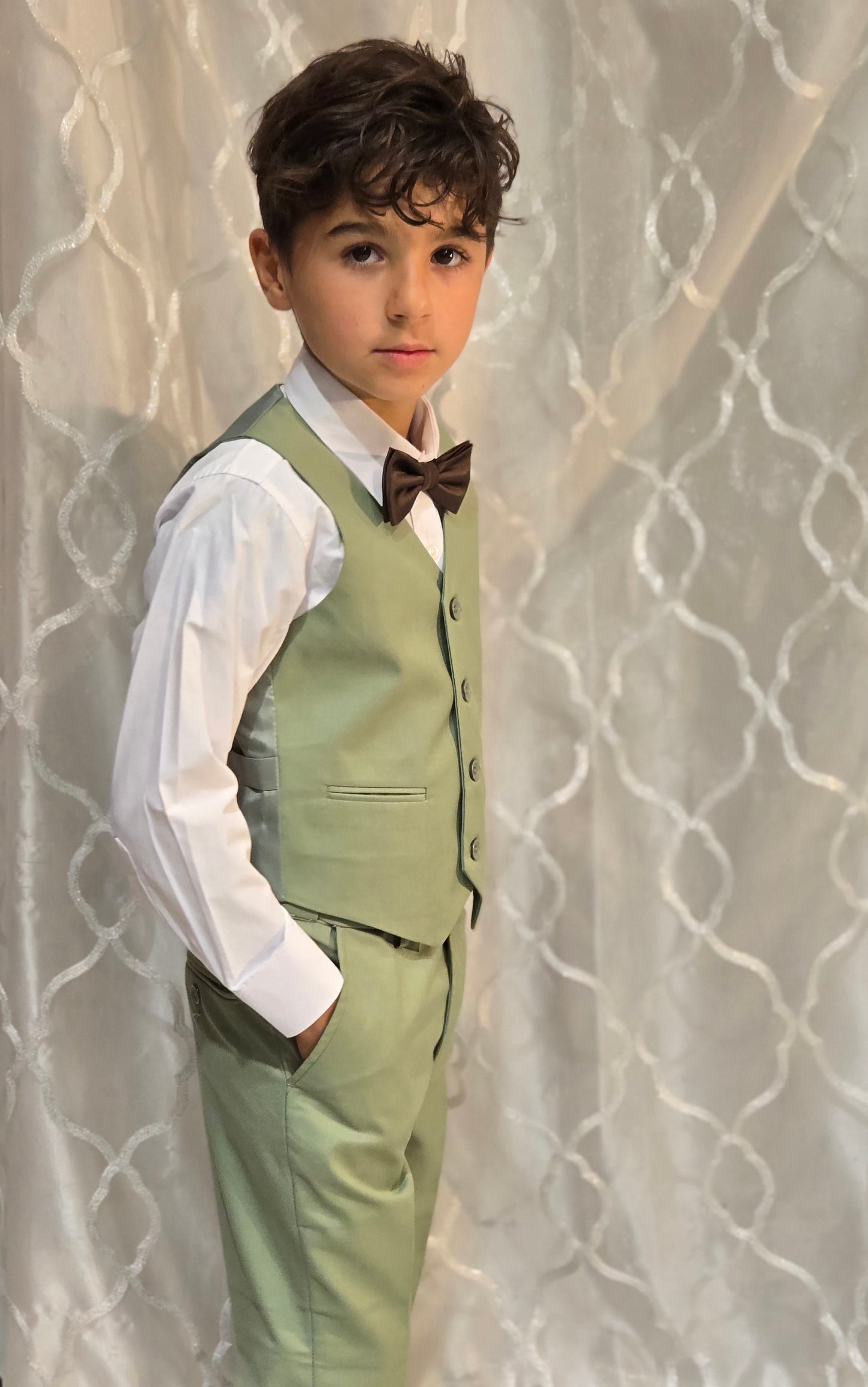 Boys 5-Pieces Olive green color Suit Set