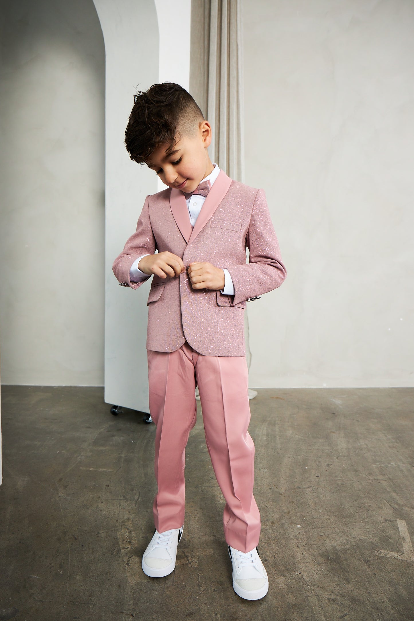 Boy's 5-Pieces Blush Glitter Bomb Tuxedo Set