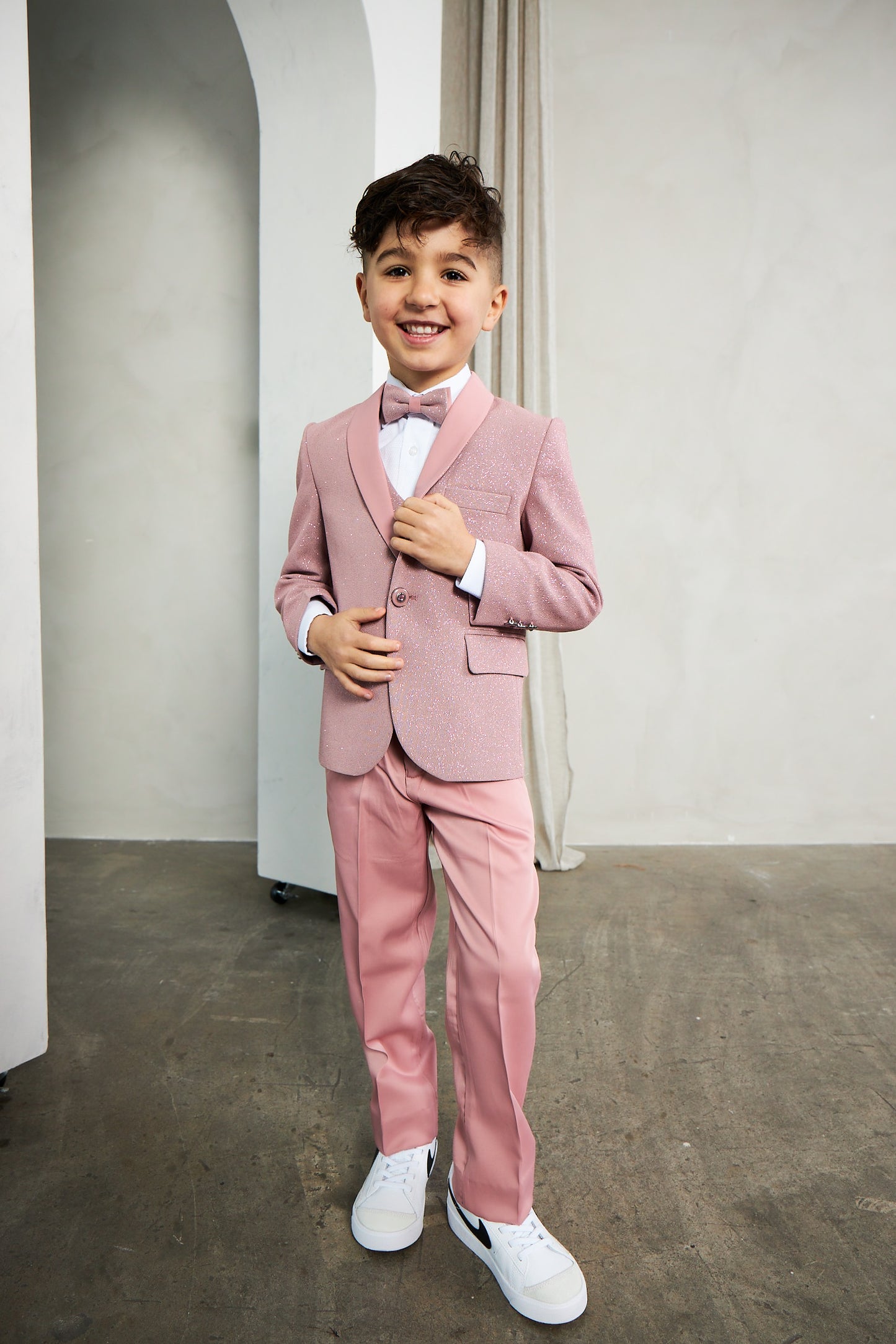 Boy's 5-Pieces Blush Glitter Bomb Tuxedo Set