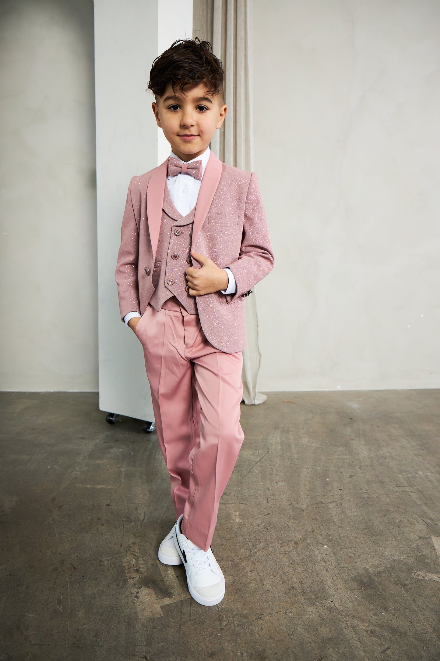 Boy's 5-Pieces Blush Glitter Bomb Tuxedo Set