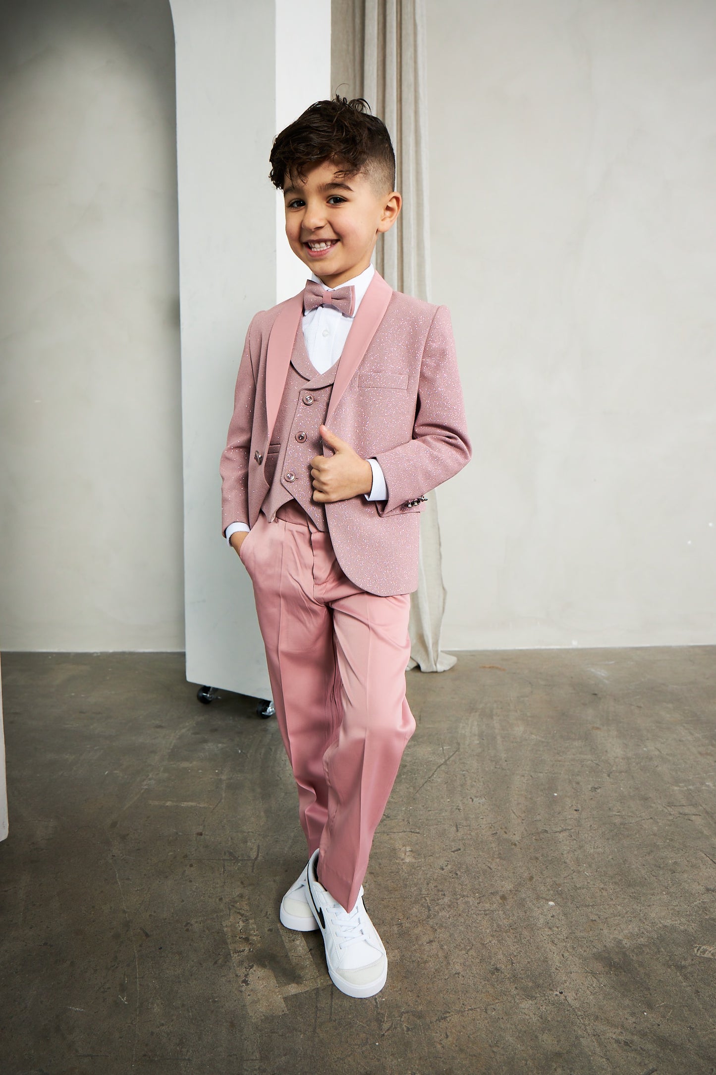 Boy's 5-Pieces Blush Glitter Bomb Tuxedo Set