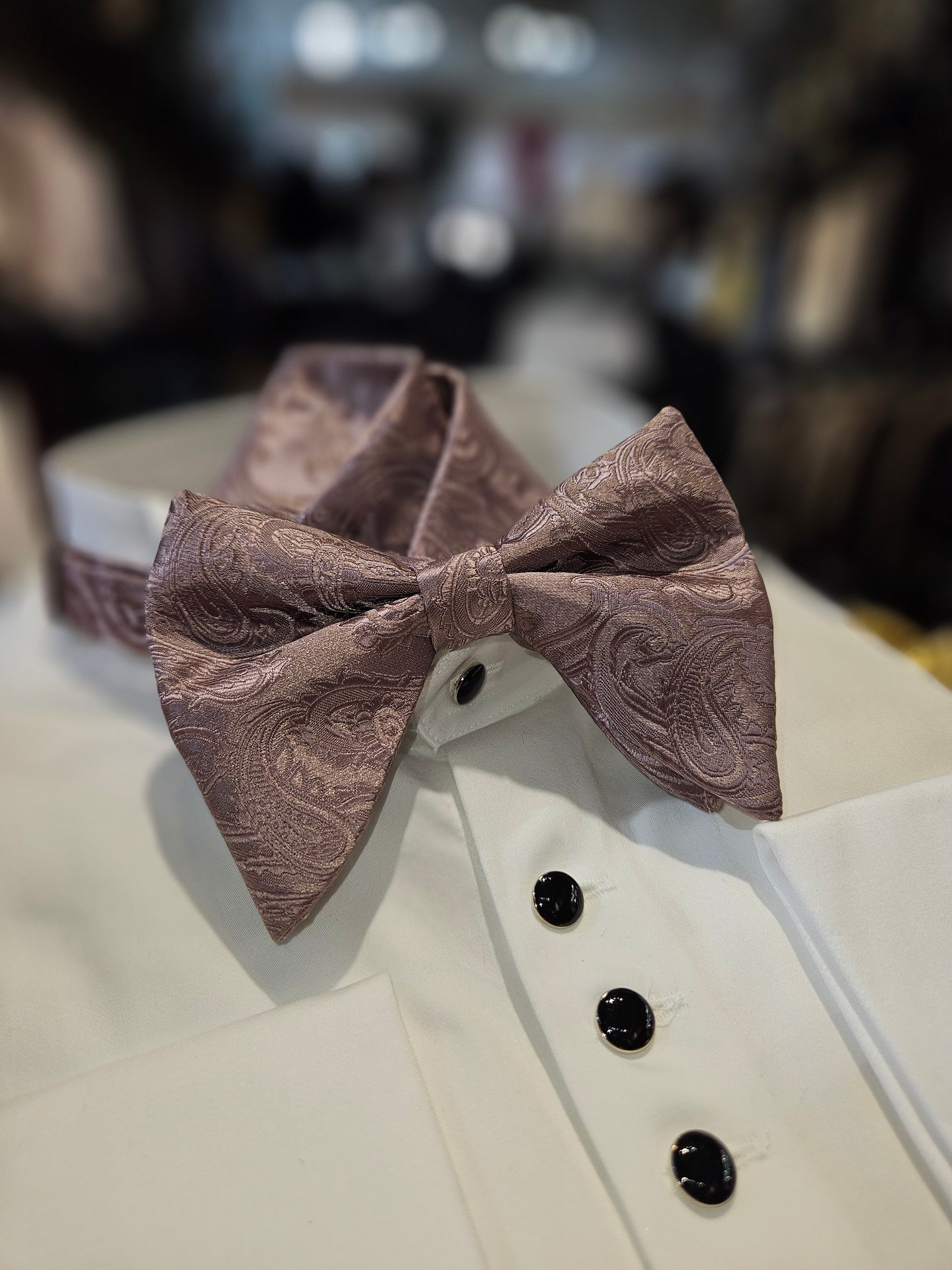 Men's Large and luxurious paisley design Bowtie and handkerchief