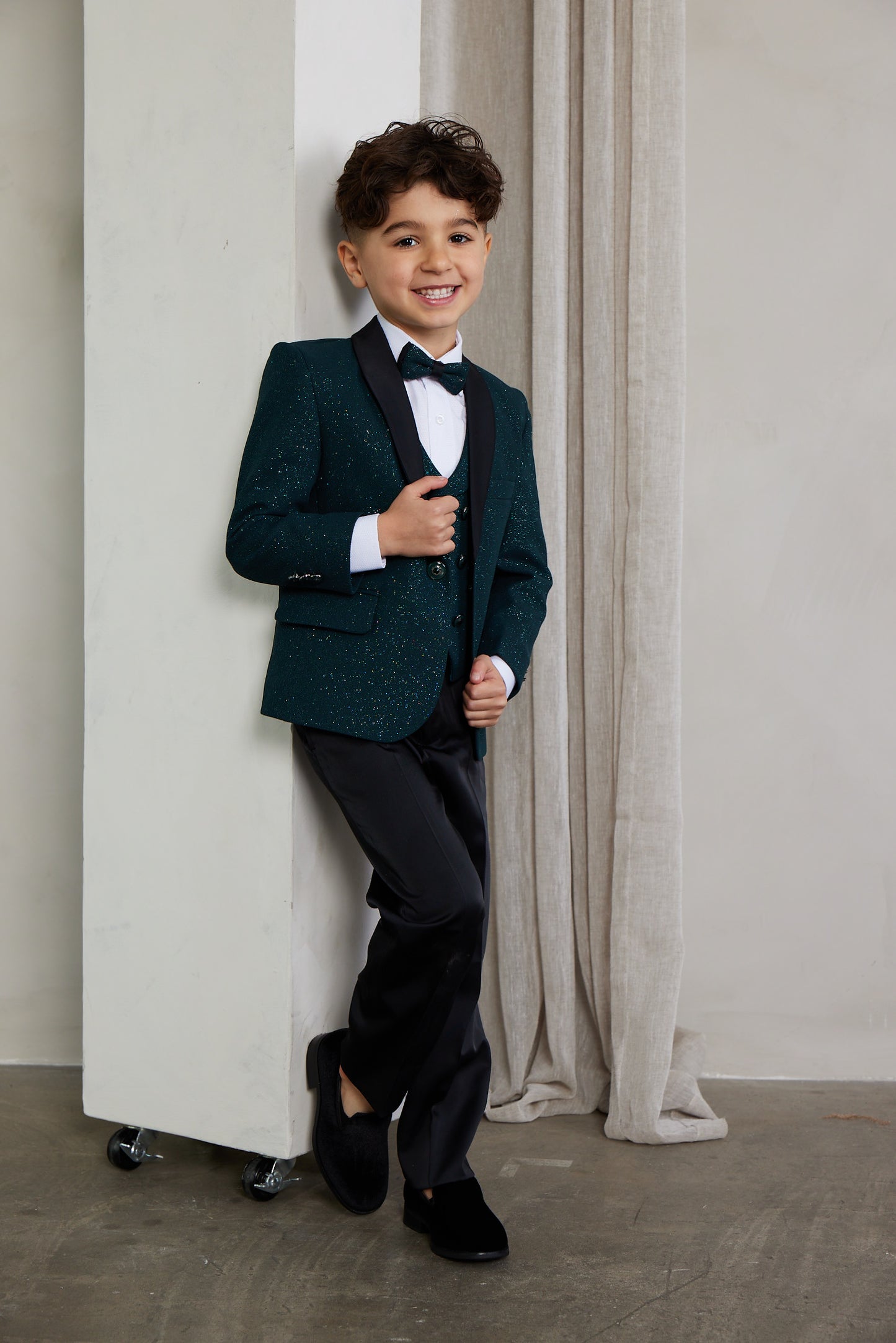 Boys 5-Pieces Green Glitter Bomb Tuxedo Set