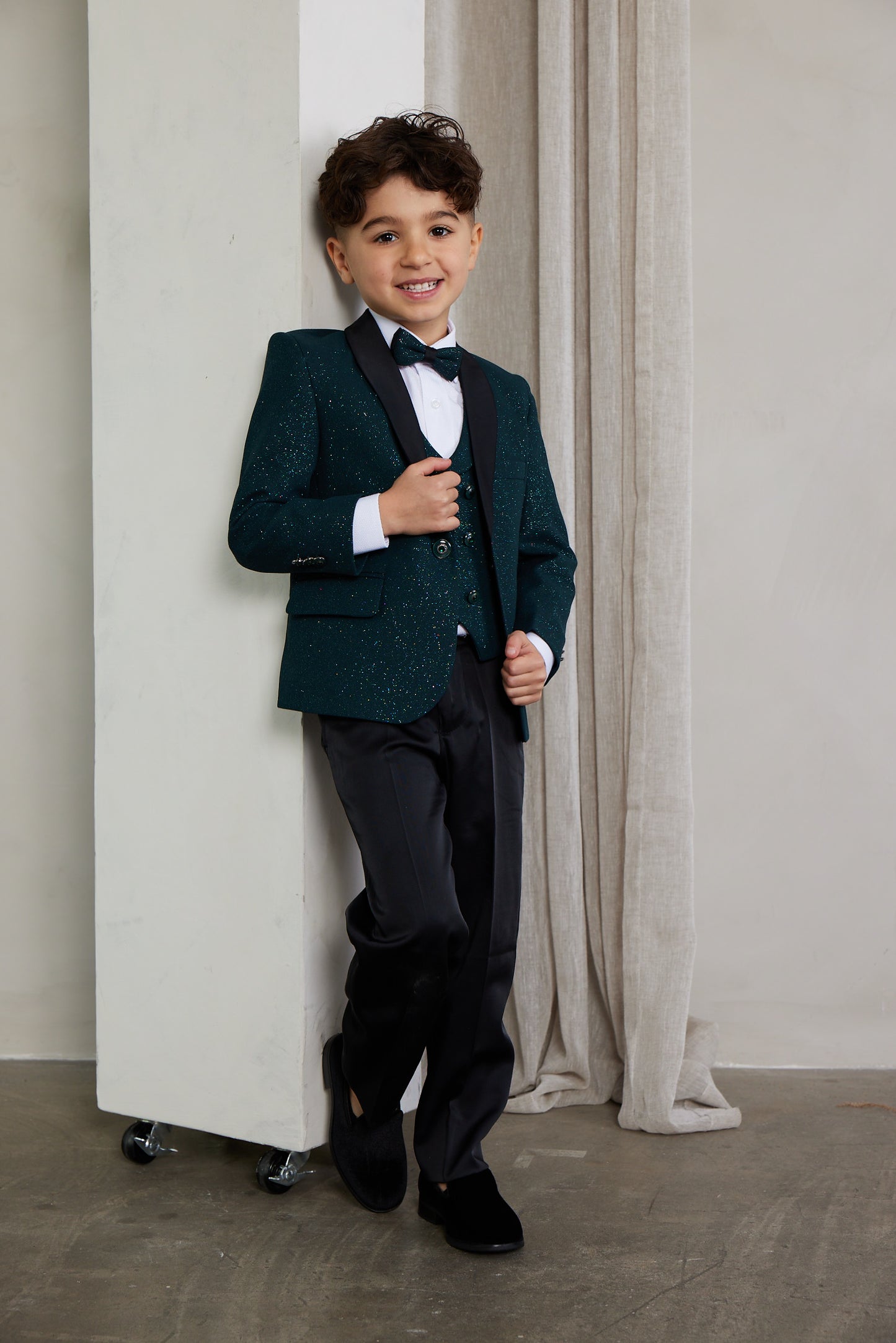 Boys 5-Pieces Green Glitter Bomb Tuxedo Set