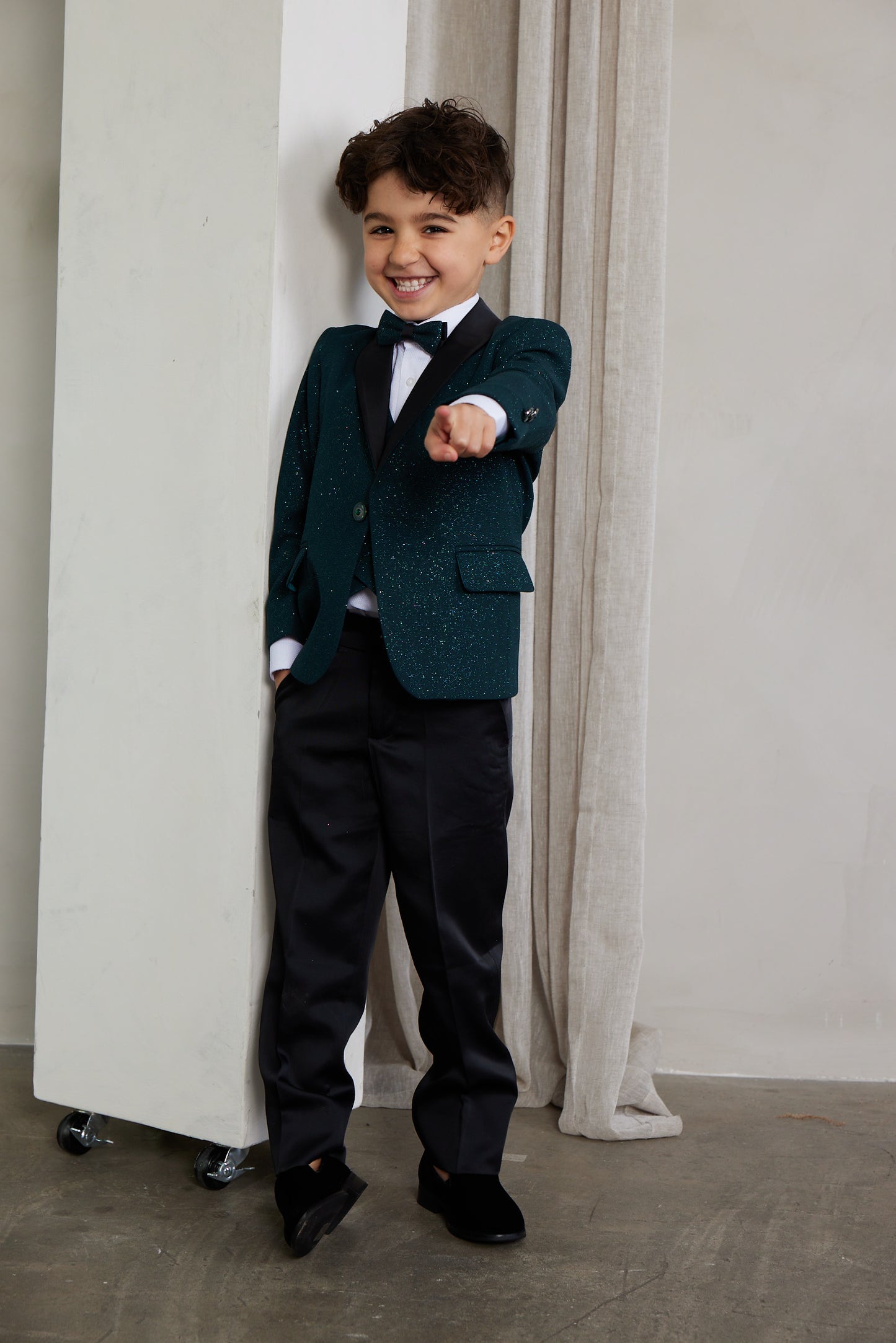 Boys 5-Pieces Green Glitter Bomb Tuxedo Set