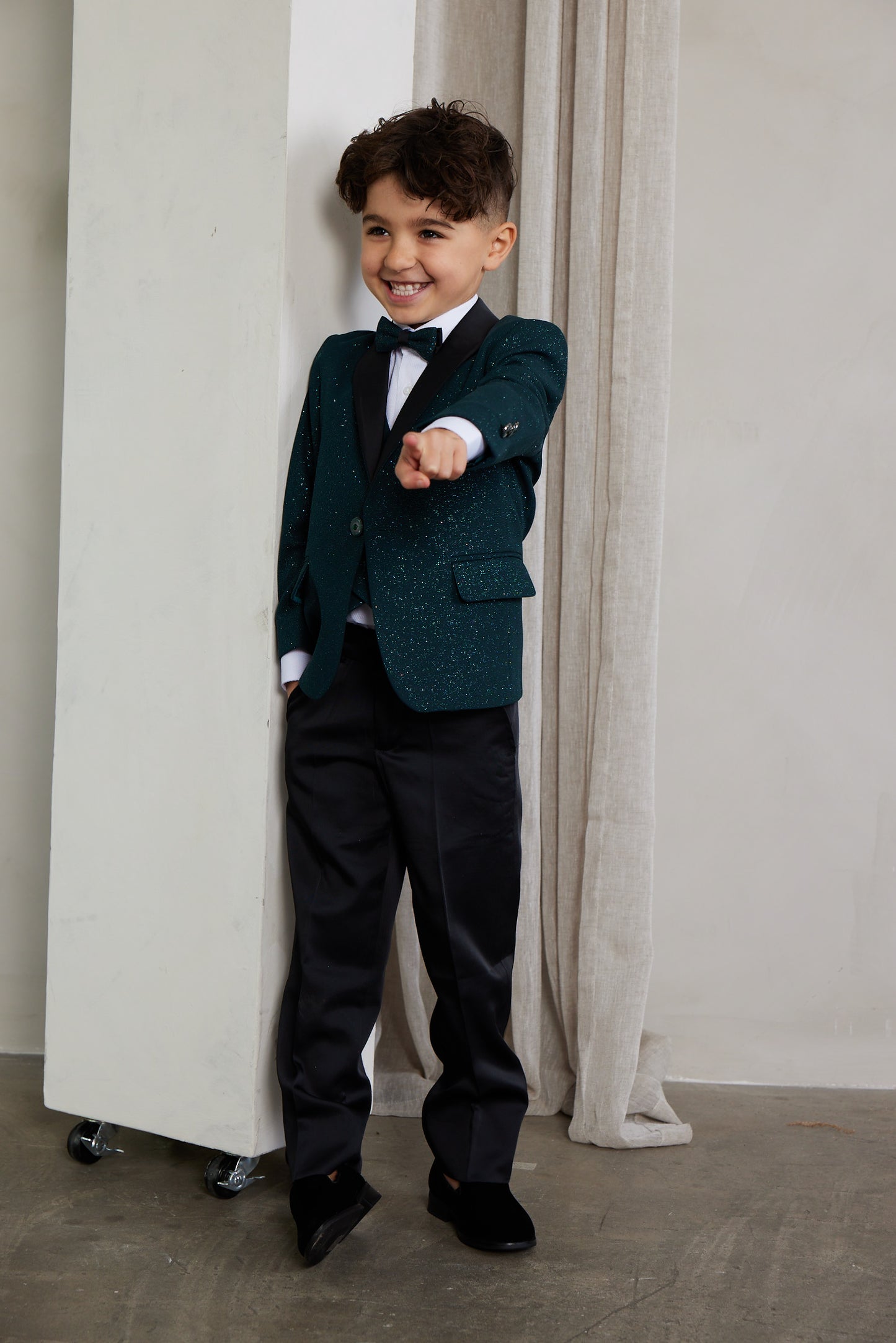 Boys 5-Pieces Green Glitter Bomb Tuxedo Set