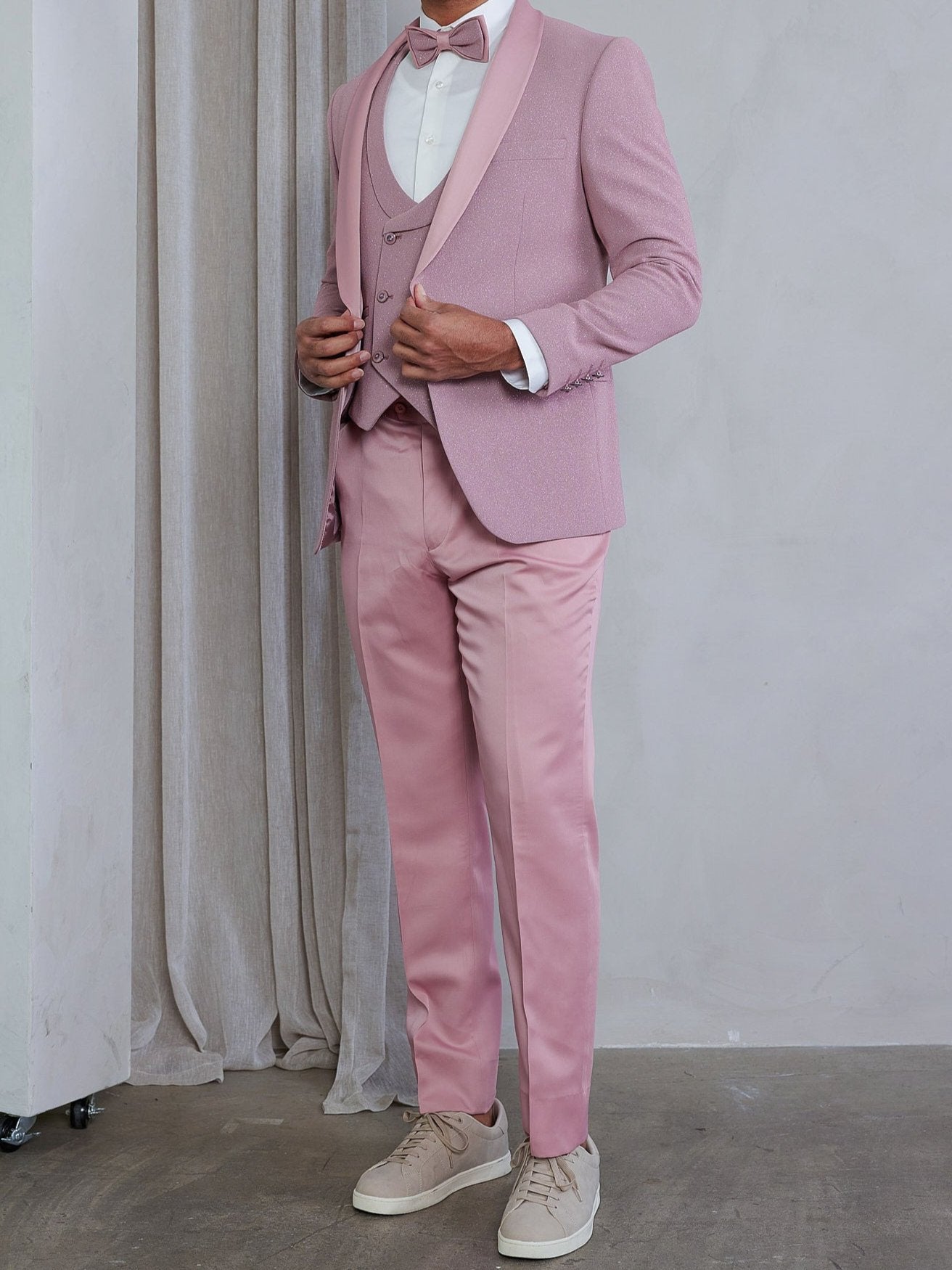 Men's 5-Pieces Blush Glitter Bomb Tuxedo Set