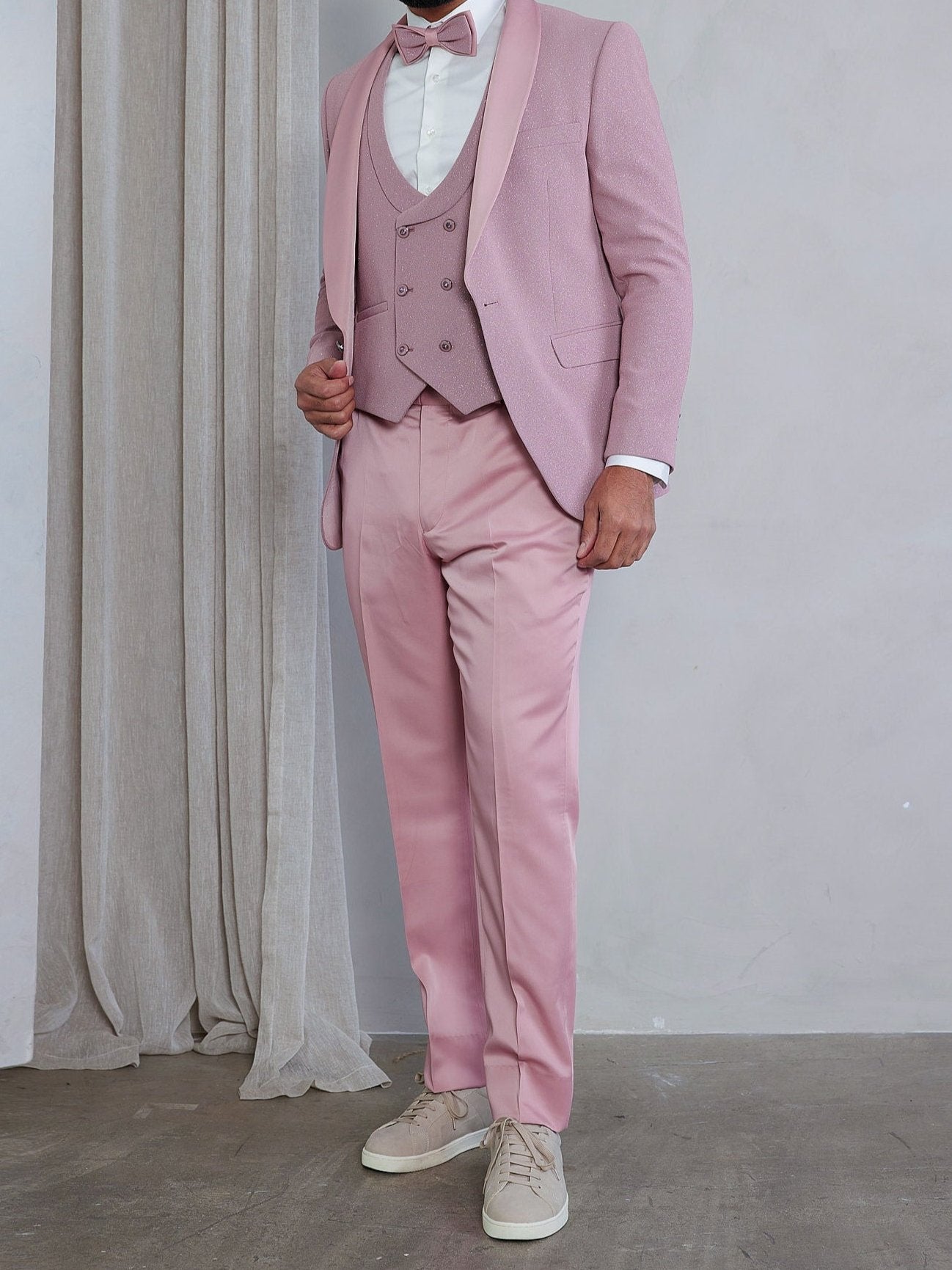 Men's 5-Pieces Blush Glitter Bomb Tuxedo Set