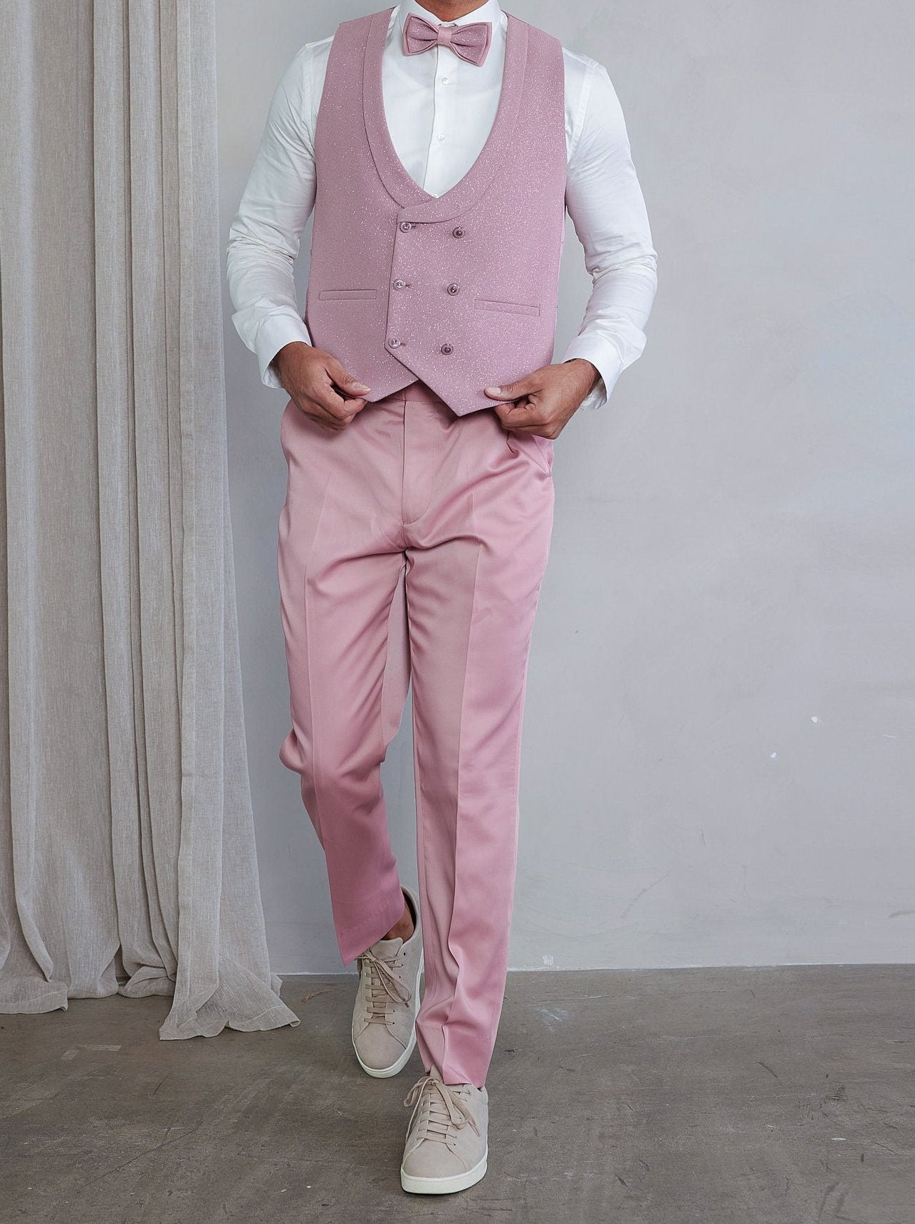 Men's 5-Pieces Blush Glitter Bomb Tuxedo Set