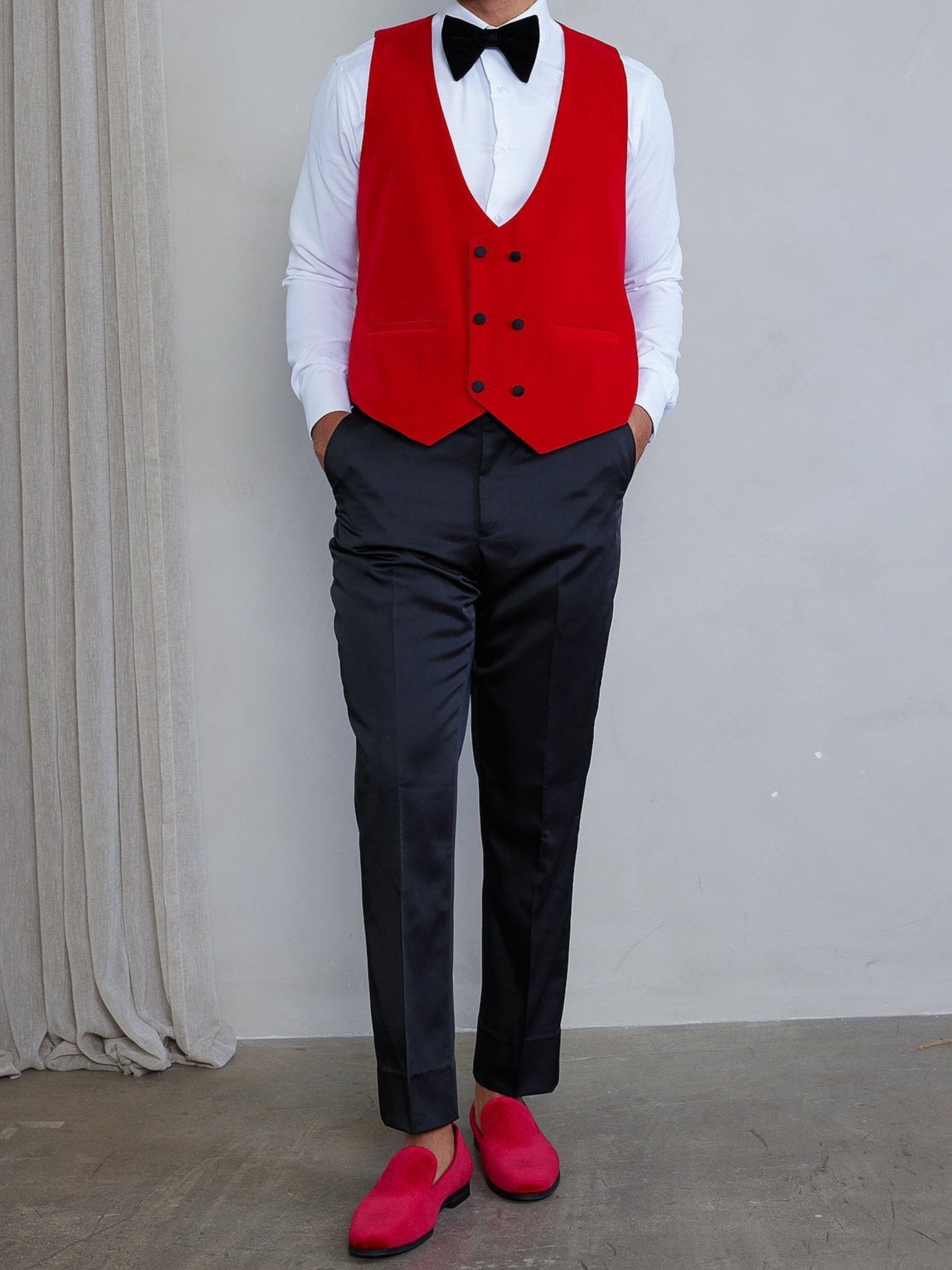 Men's 5-Pieces Red Velvet Tuxedo Set