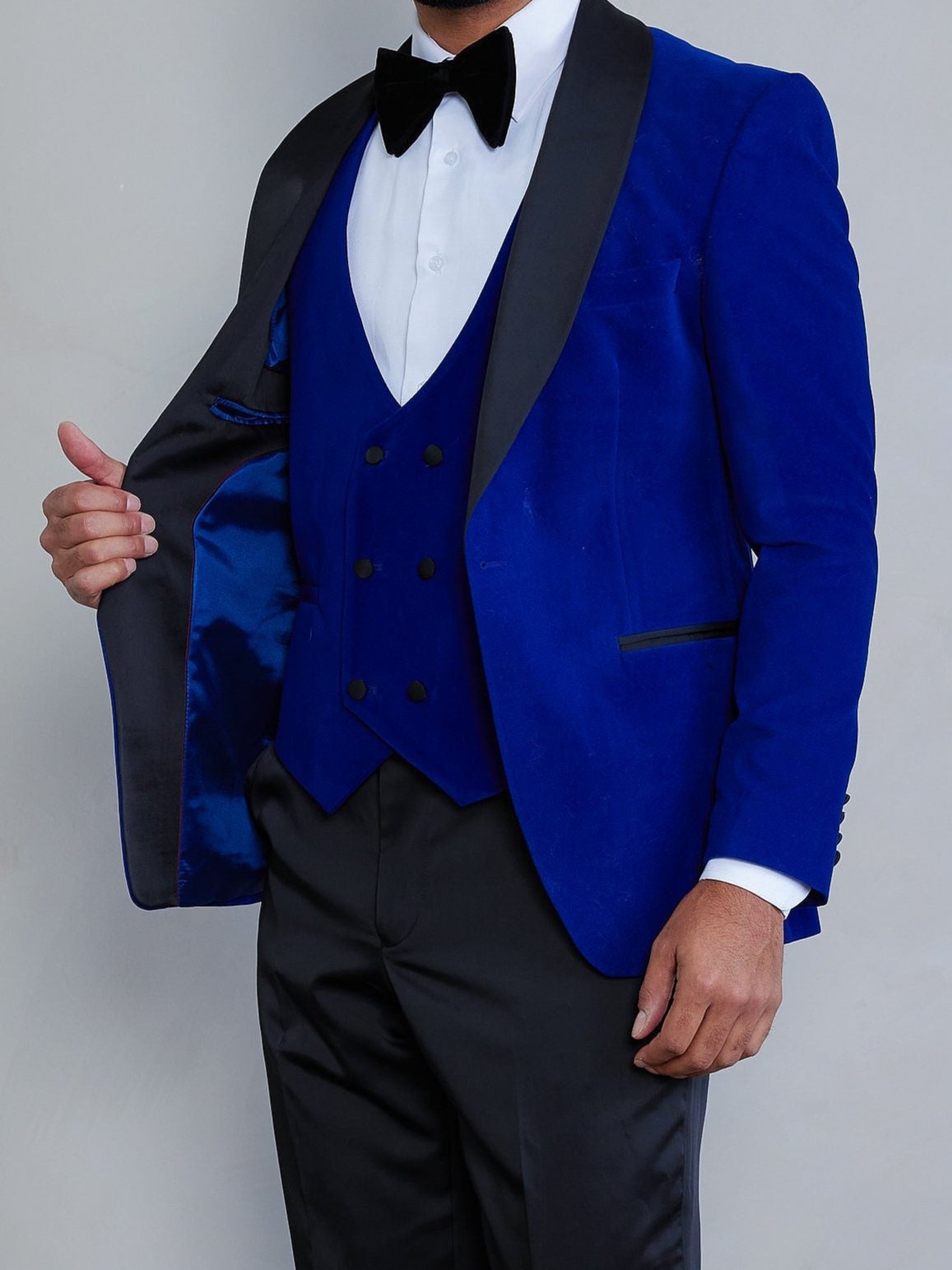 Men's 5-Pieces Blue Velvet Tuxedo Set